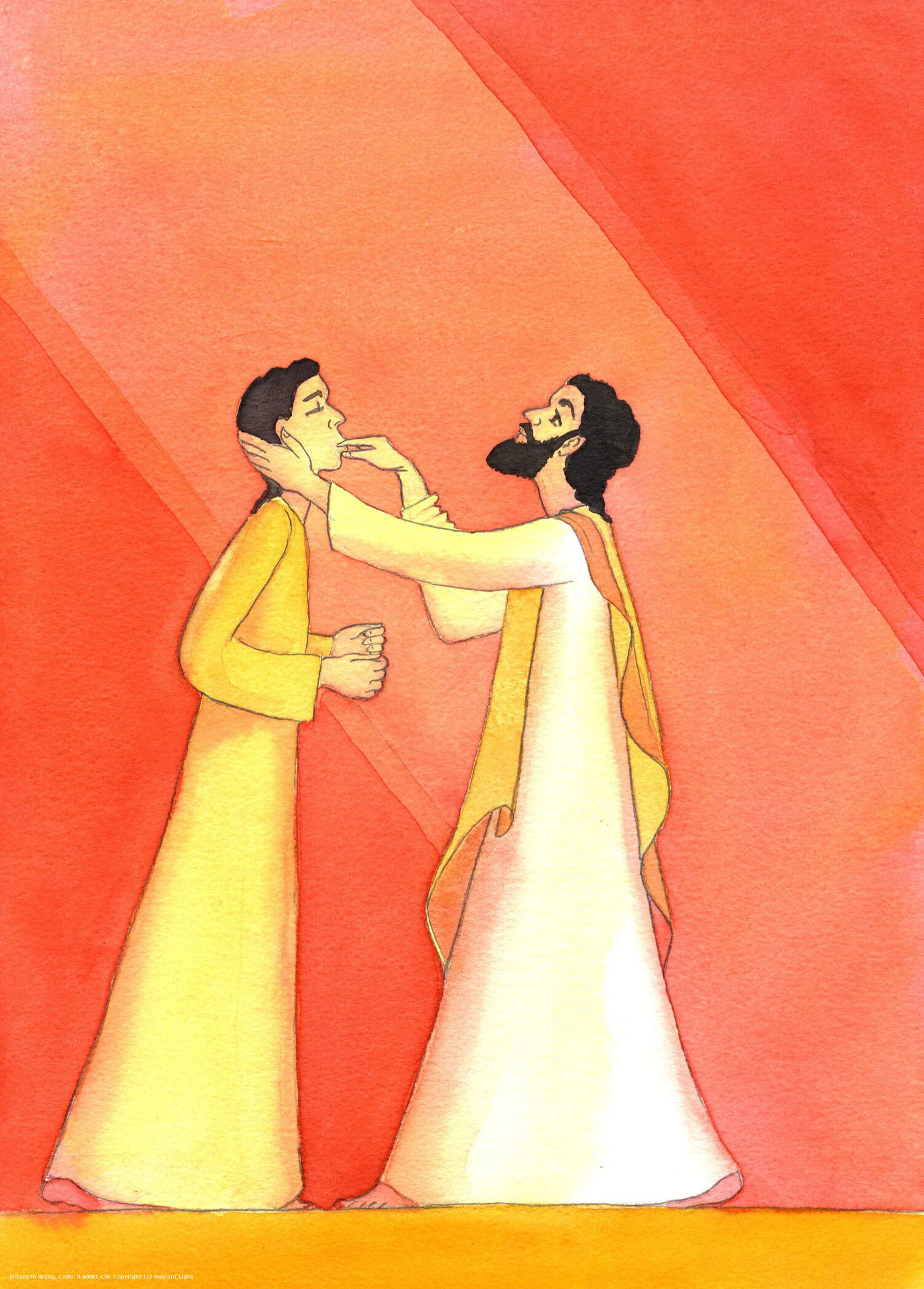 Jesus heals the deaf man, as He raises His eyes to Heaven, in prayer.