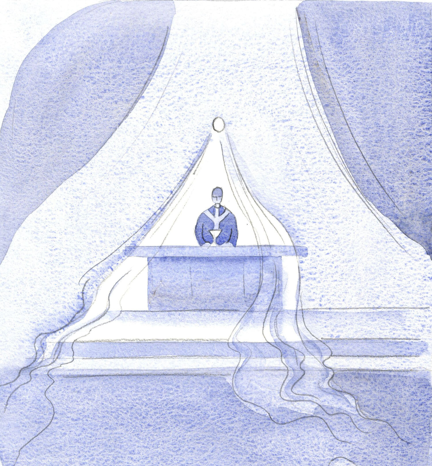Christ draws up towards Heaven - as though wrapped in a fine cloth - those who have eaten the Divine Food at this feast.