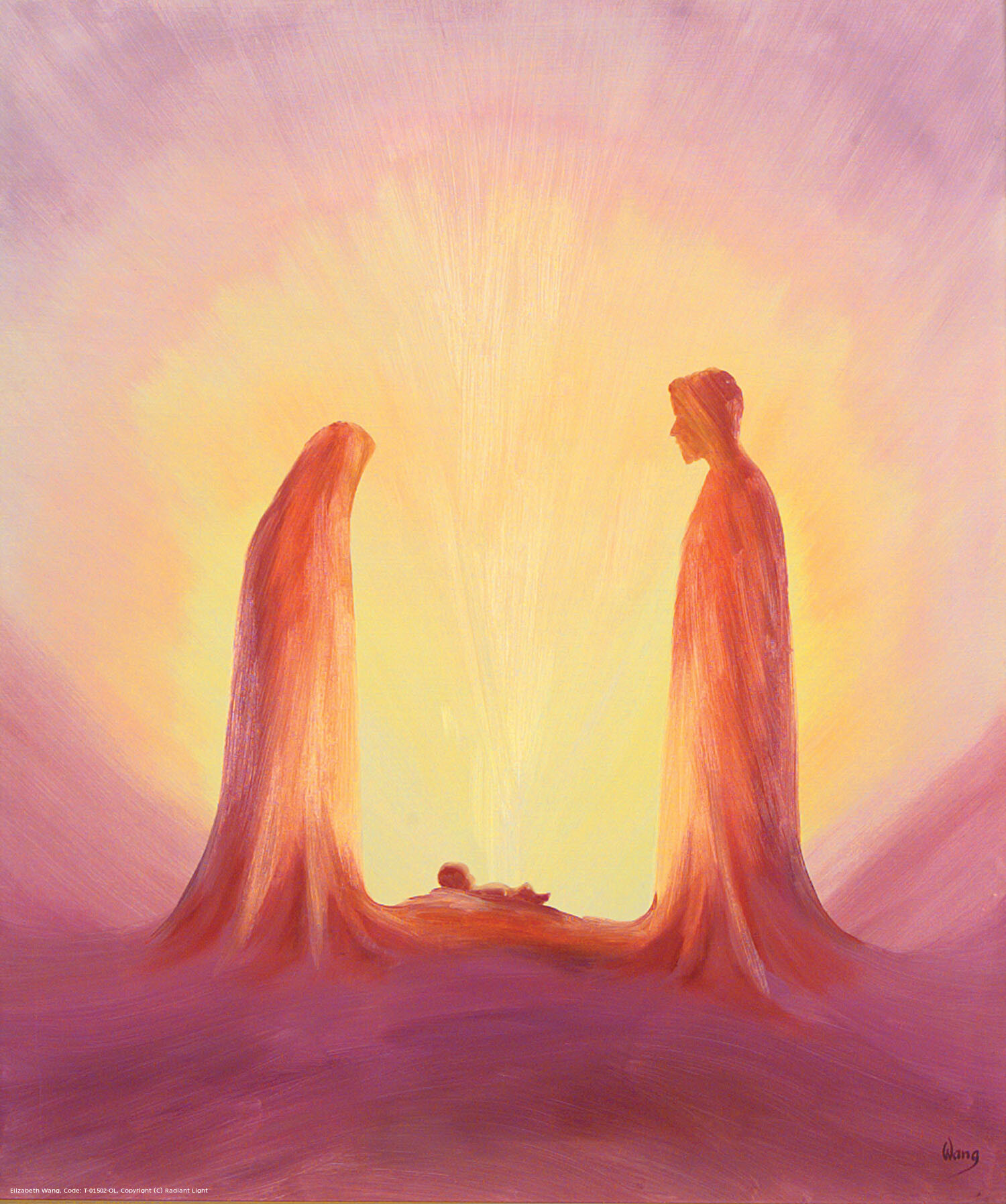 Mary and Joseph look with faith on the child Jesus at his Nativity