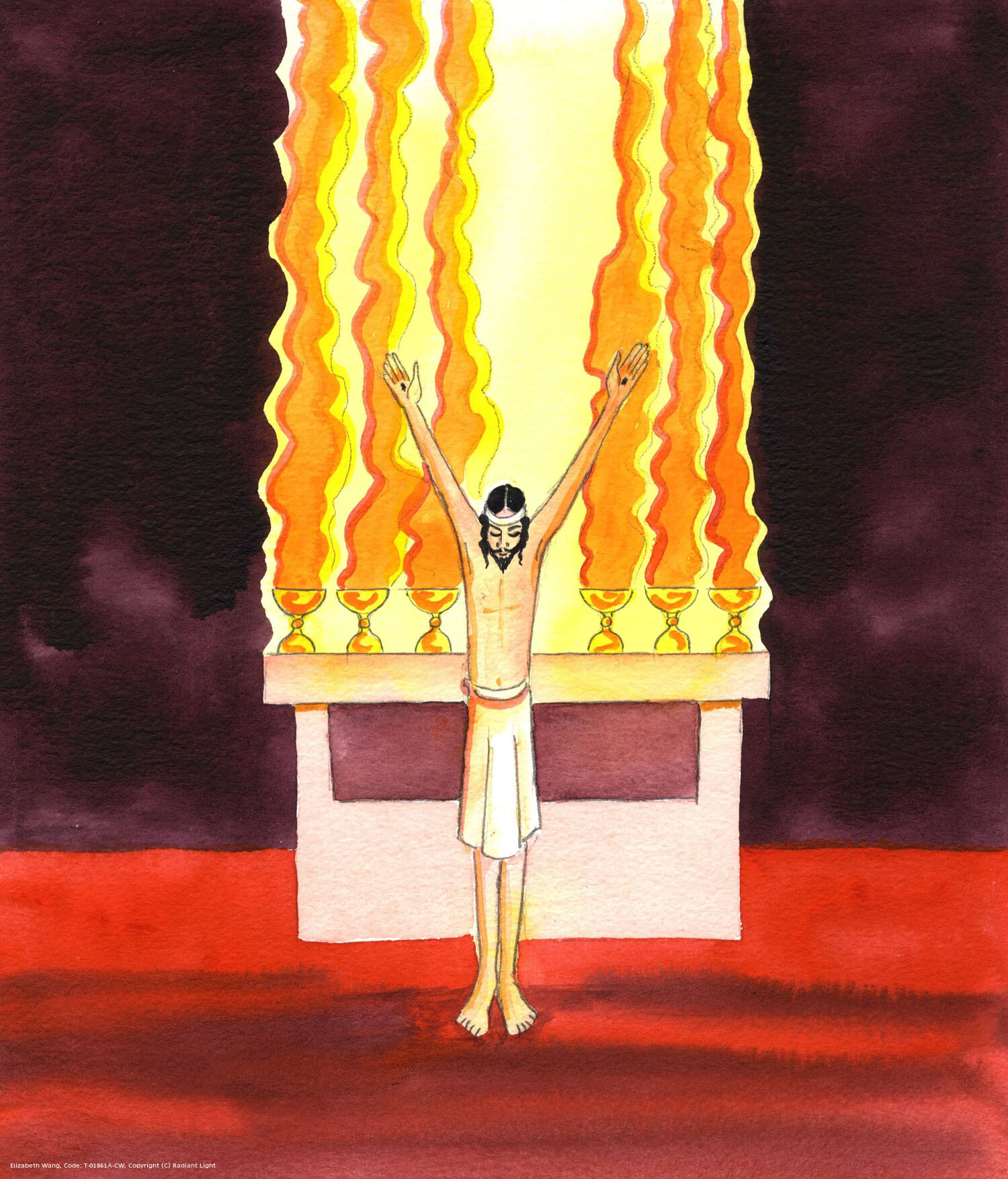 At every Mass, Christ is made Really Present with us. It's as if our Risen Saviour stands before us, at the altar, His head bowed in reverence for God the Father, to Whom He lifts His arms as He prays for us. Christ offers to Heaven all the prayers that we pray 'through Him, with Him, and in Him'. In the power of the Holy Spirit, this one great sacrificial prayer is both powerful and effective.