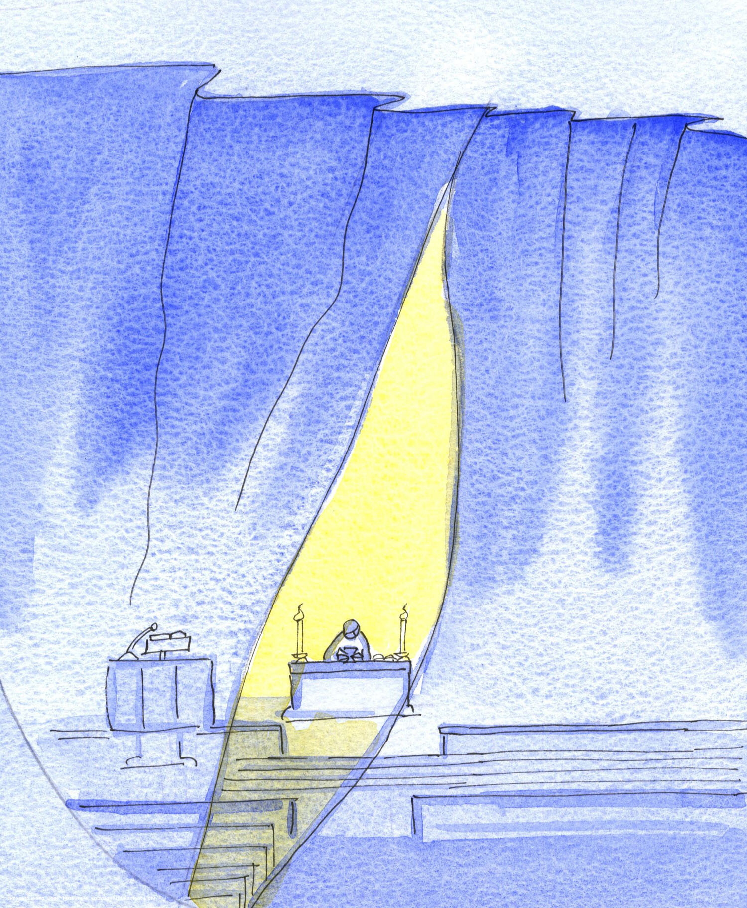 At the consecration, through Christ's Presence, it is as if a way has been made in the 'cliff-face' of earthly life, and Heaven's glory shines through.