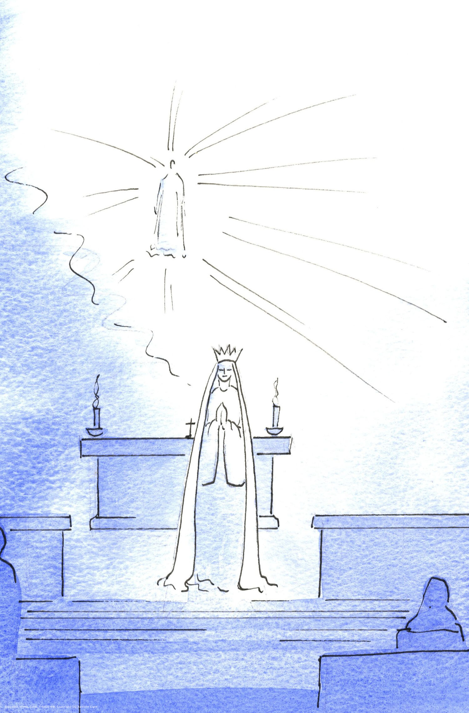 Christ appeared, high up in the sanctuary, and sent down His Mother, to give me some Good News. 'Our Lady of Ransom' stood before me, with a crown on Her head.