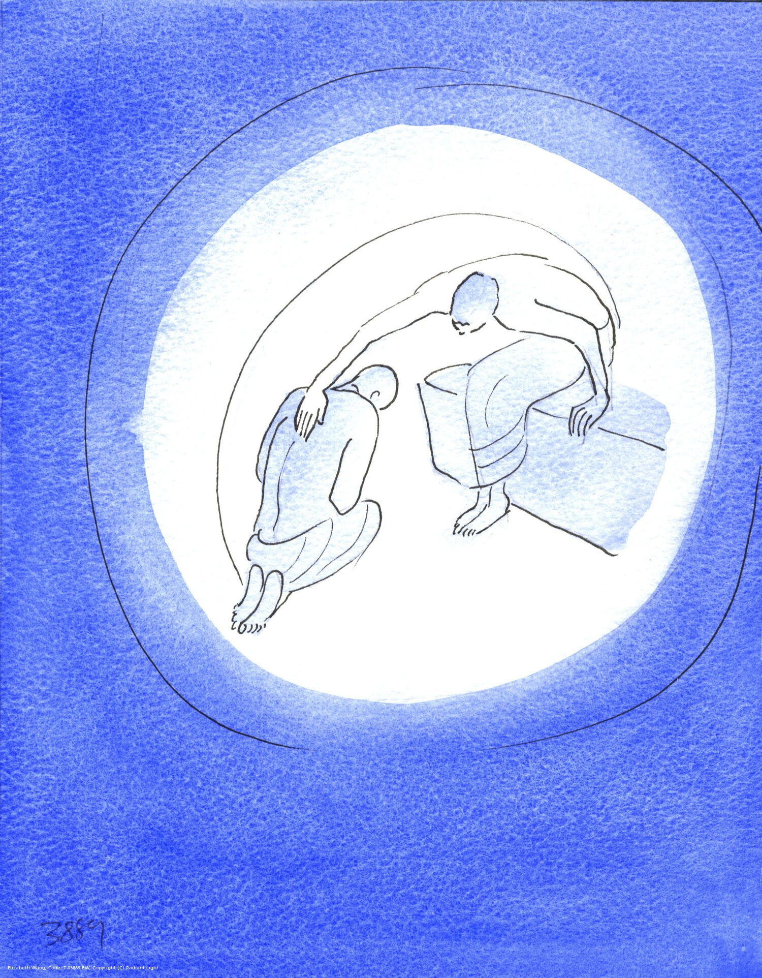 God the Father, aware of the horrific cost of the Incarnation, reaches out, through His Holy Spirit, to His Beloved Son, Who willingly assents to come to earth for our salvation