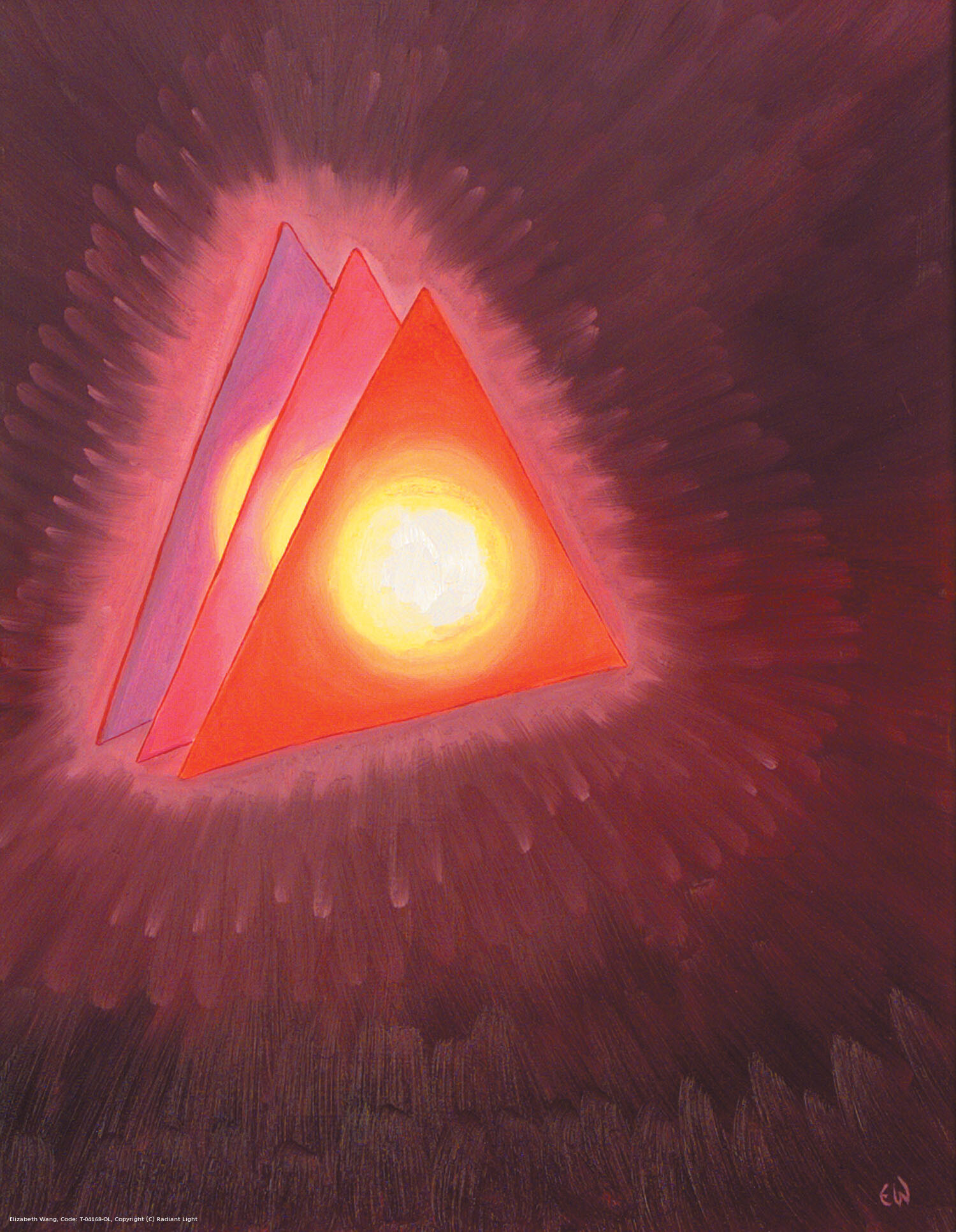 I was shown a symbol of the Holy Trinity: three triangles, with a fire like molten lava (representing Divine Love) at the heart of each.