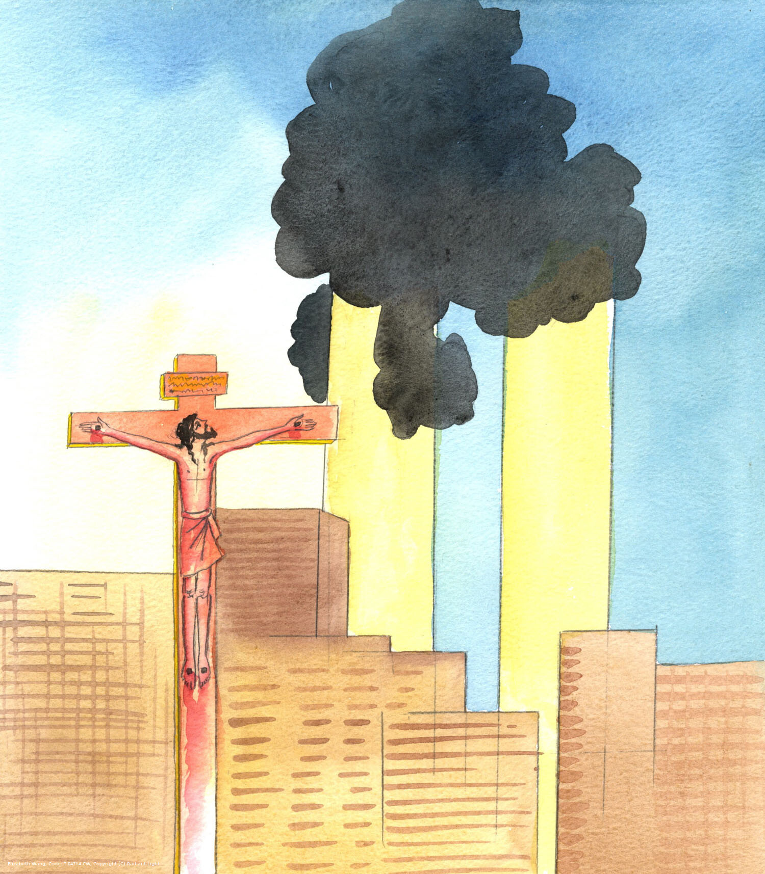 When Christ was hanging on the Cross in torment He was aware of all human tragedies from the beginning to the end of life - including the sufferings of those on 9/11. God does not look on impassively as mankind suffers; on the contrary, the Son of God came down to earth to share our sufferings, even to die. When Christ rose from the death, He made a way to Heaven for all who would follow Him.