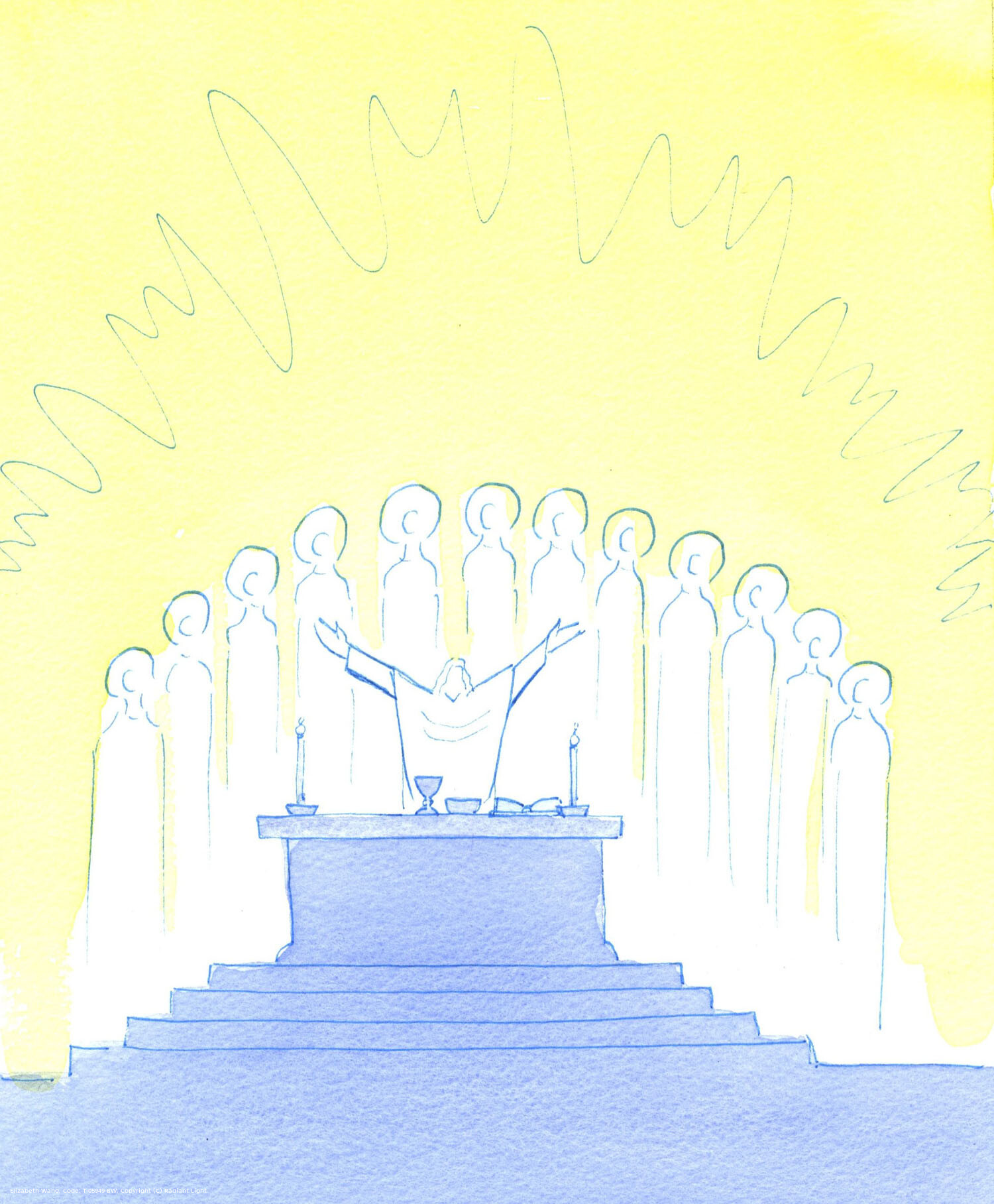 As we praise God at Mass, with and through Christ, we praise Him with the whole Church, which includes the Saints of Heaven - here encircling the altar - and the Holy Souls.