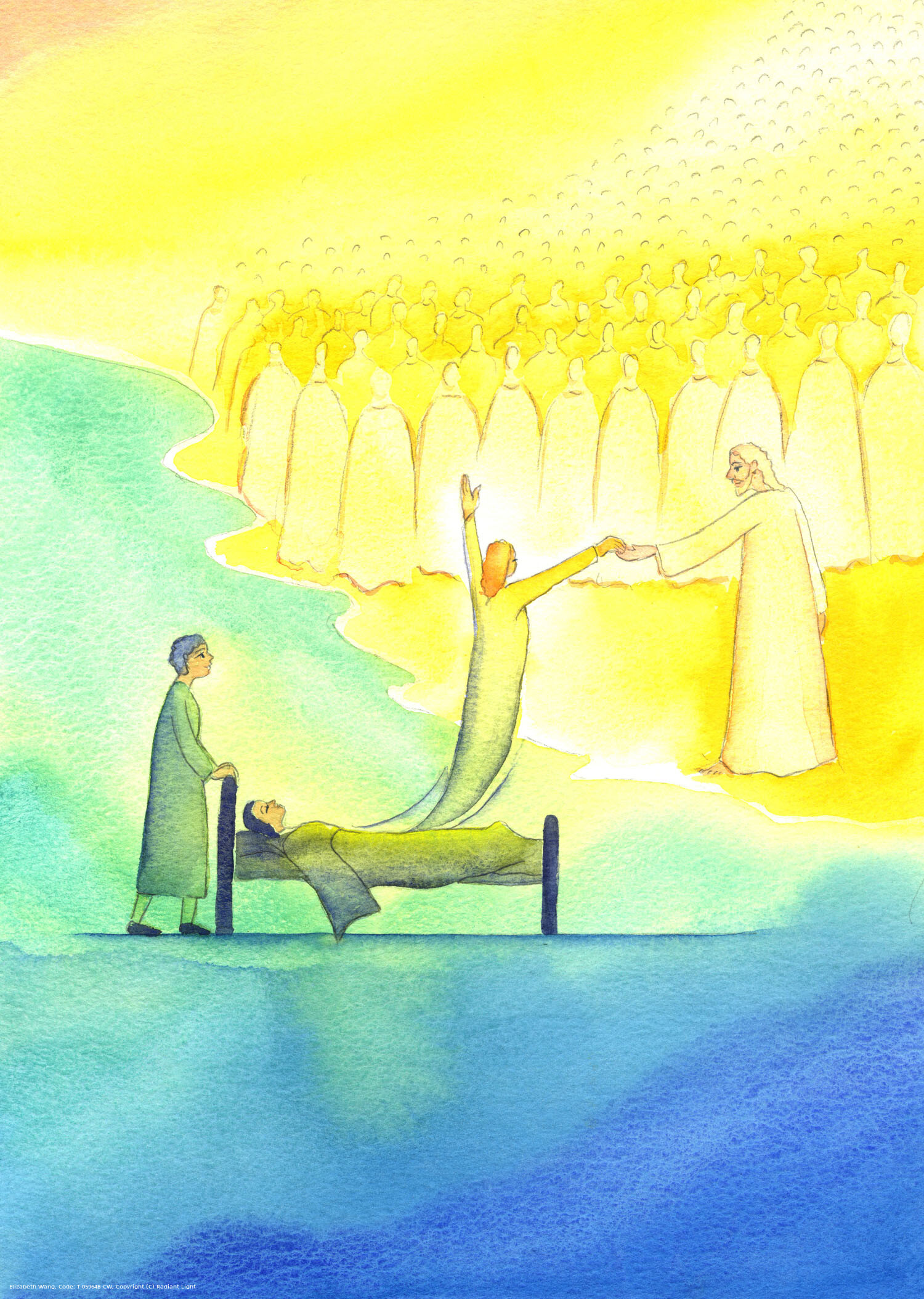 The Holy Soul who is ready for Heaven is met not only by Christ, but also by His holy Mother and all the Saints. They all lead that joyful soul up the flight of steps to the Father's throne, in great gladness.