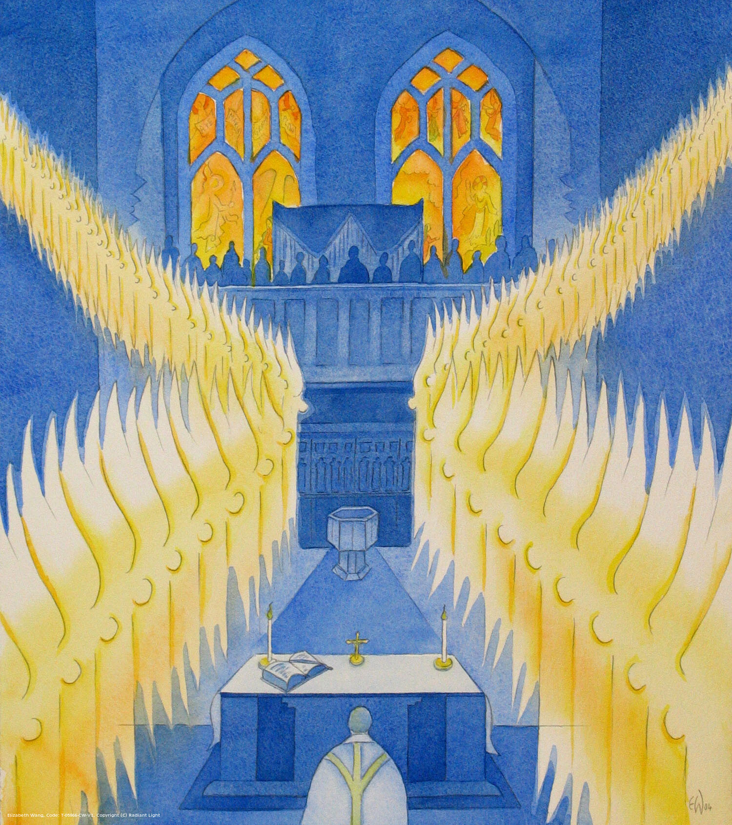 The Angels are present in church. They join in our praises whenever we celebrate Mass