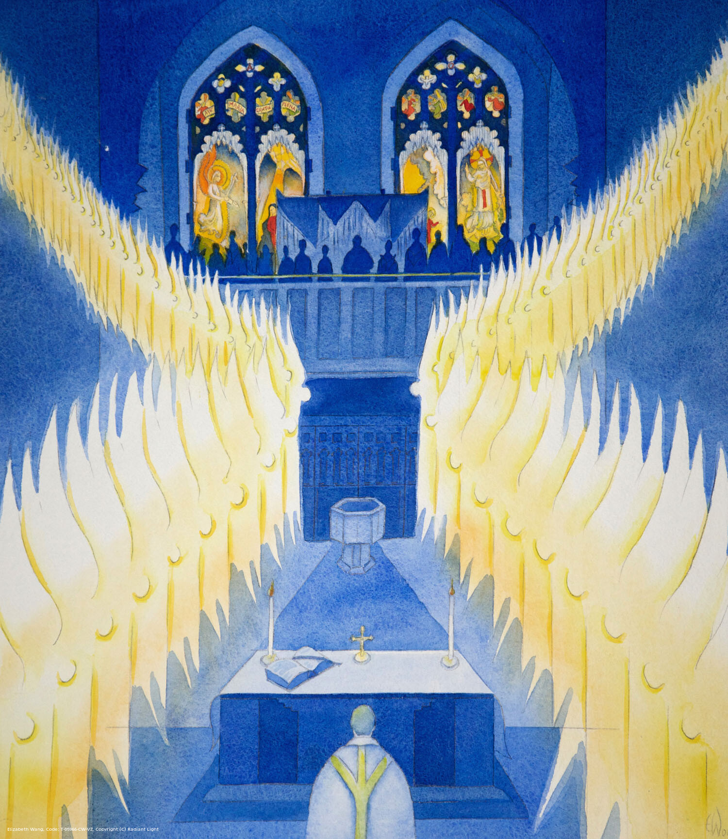 The Angels are present in church. They join in our praises whenever we celebrate Mass