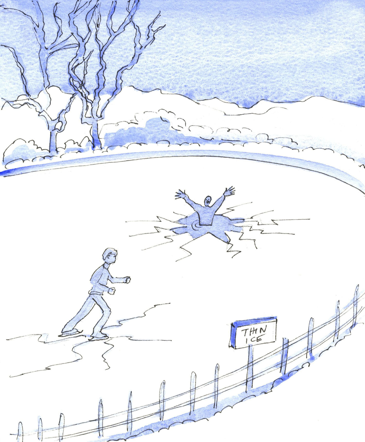 Just as a person who deliberately skates on thin ice is bound to fall through it, so people who willfully ignore God's laws risk falling and being lost.