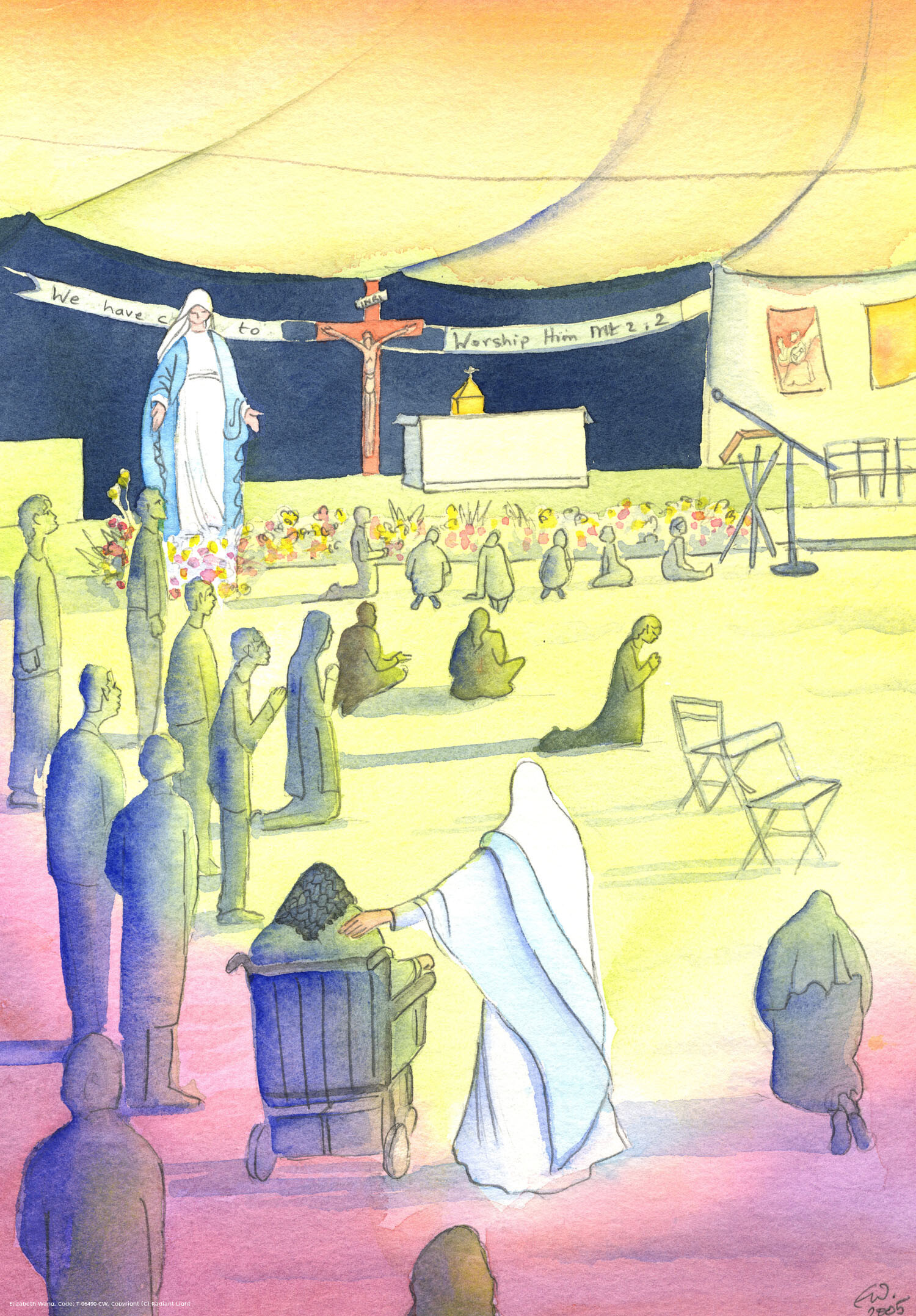 Our Lady comes to be with us as we worship God and honour her.