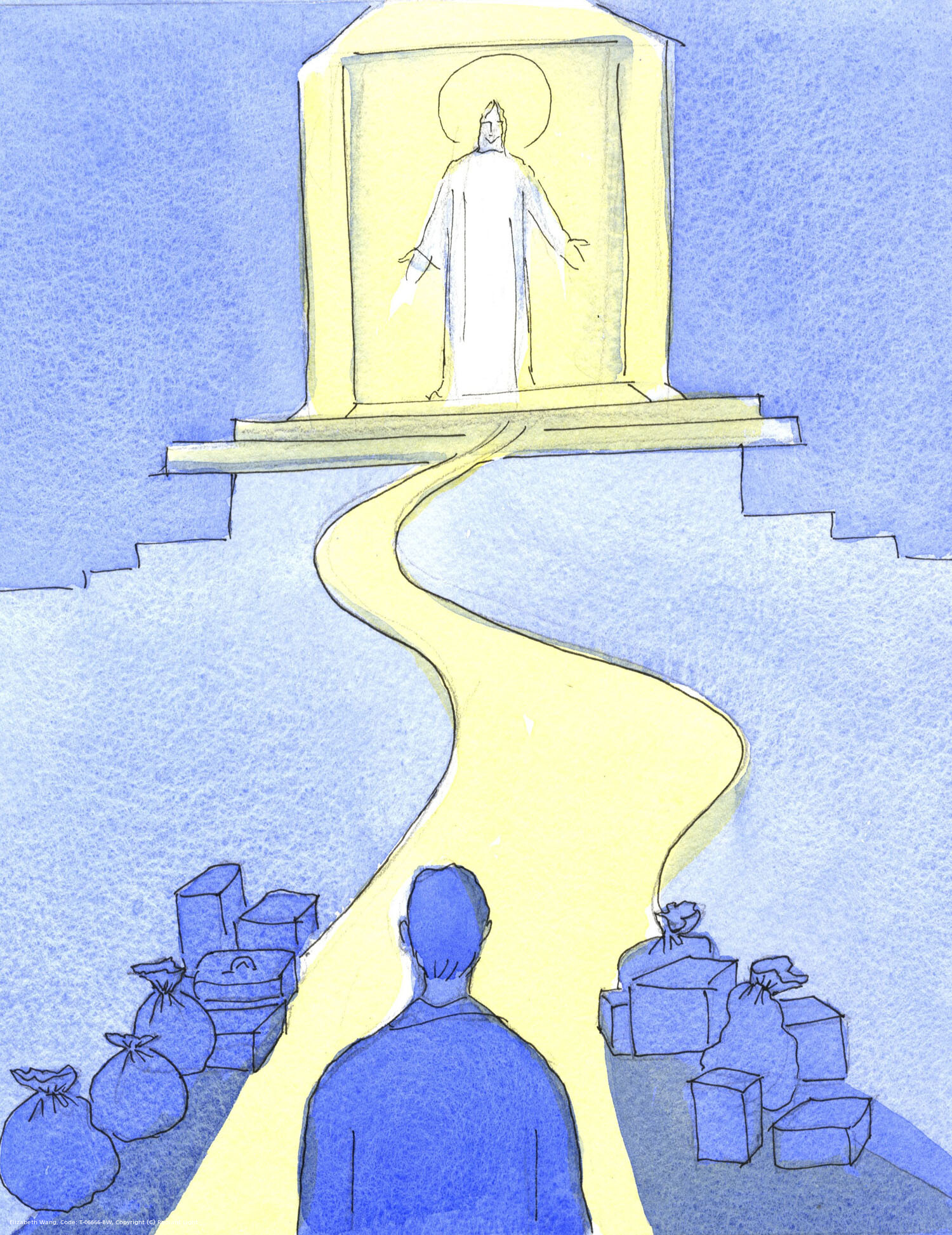 Christ awaits us at the tabernacle, as if at the 'Doorway' to Heaven. If we make efforts to abandon our bad habits and weaknesses, by His grace, it's as if we push aside some of the clutter which might have hindered us on our journey to Glory.