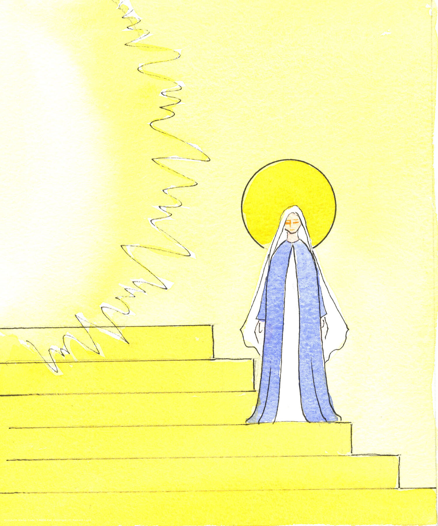 In a picture of the Court of Heaven, where God the Father reigns in glory, Our Blessed Lady is placed on the steps which lead to the Father's throne. There, she is honoured, as Christ offers His Eternal Sacrifice to the Father, in the Spirit, and also honours the Saints.