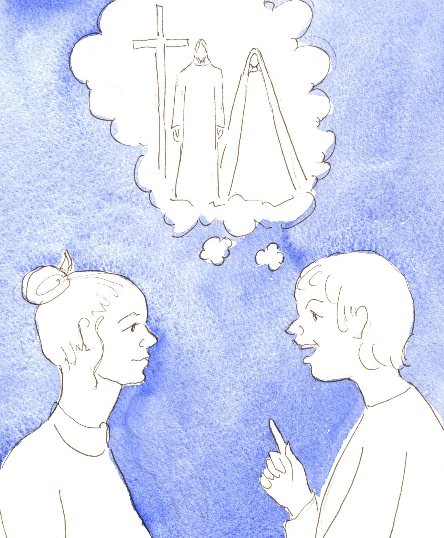 Our Father in Heaven looks with delight upon everyone who speaks with others about His Son, Jesus, and Jesus' Holy Mother Mary. We are right to share our faith with joy, glorifying God and helping other people.