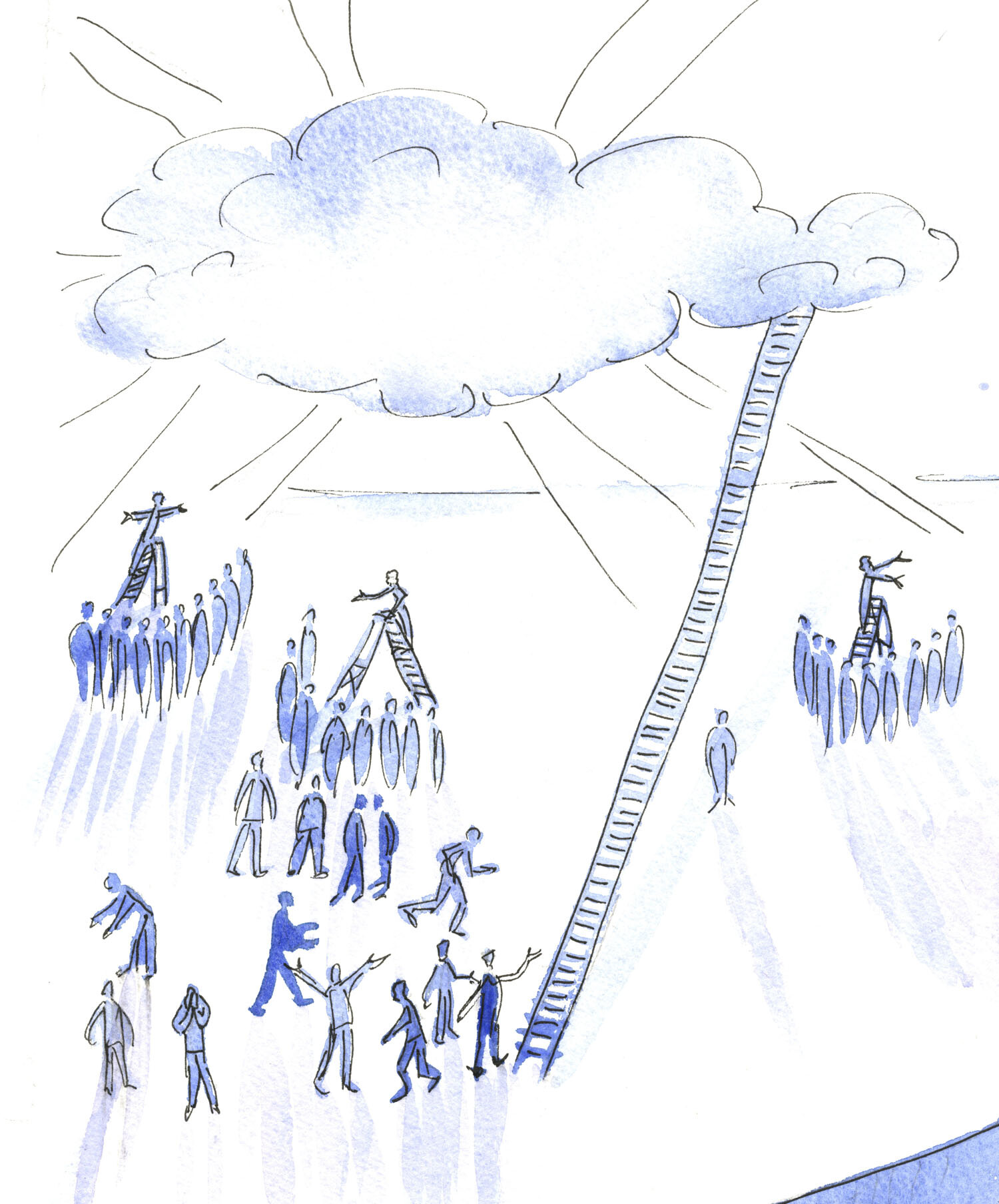 There are many well-meaning people offering to the crowds very different ideas about God. It's as if they stand on stepladders, to give out their advice; yet the only ladder that reaches Heaven was put up by Christ, who came from Heaven.