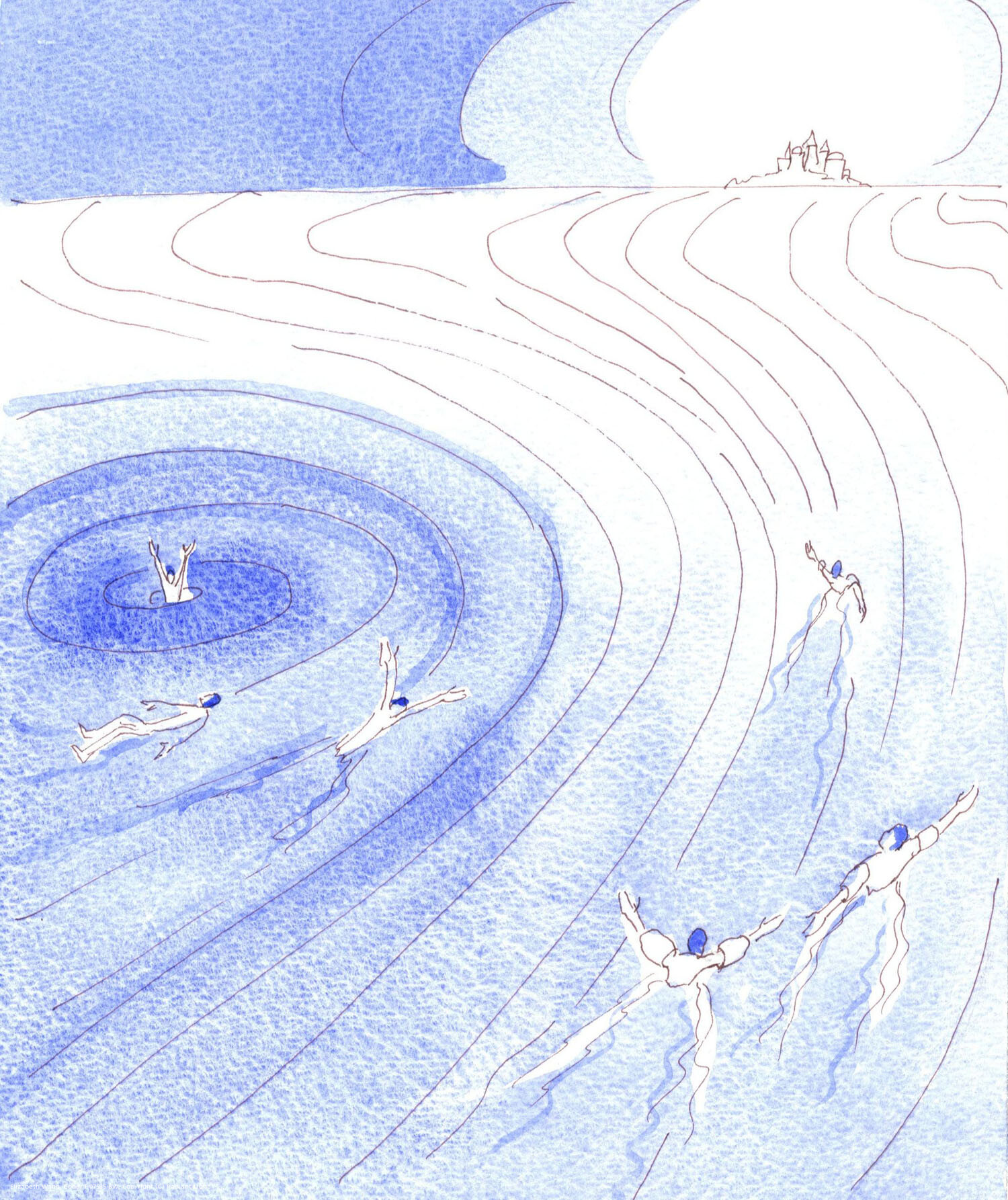 It is as though, to reach Heaven, we must deliberately aim for Heaven, swimming against the powerful current that might draw us into a 'whirlpool' of evil that leads to Hell. Baptism is like a set of water wings that hold us up and give us confidence about life in Christ, and the power to become holy and to persevere.