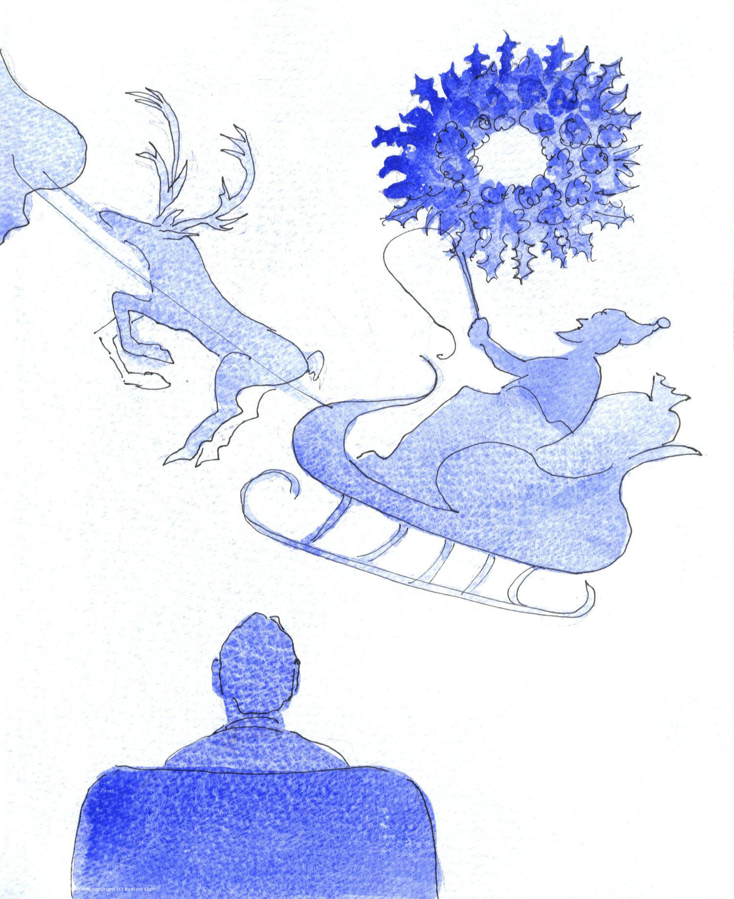 The Meaning of Christmas: The Lord pictured before me a gigantic foliage wreath, and then a silhouetted representation of Santa Claus in a Sleigh, driving his reindeer. These are not what Christmas is 'about' - though our customary symbols or decorations are not wrong.