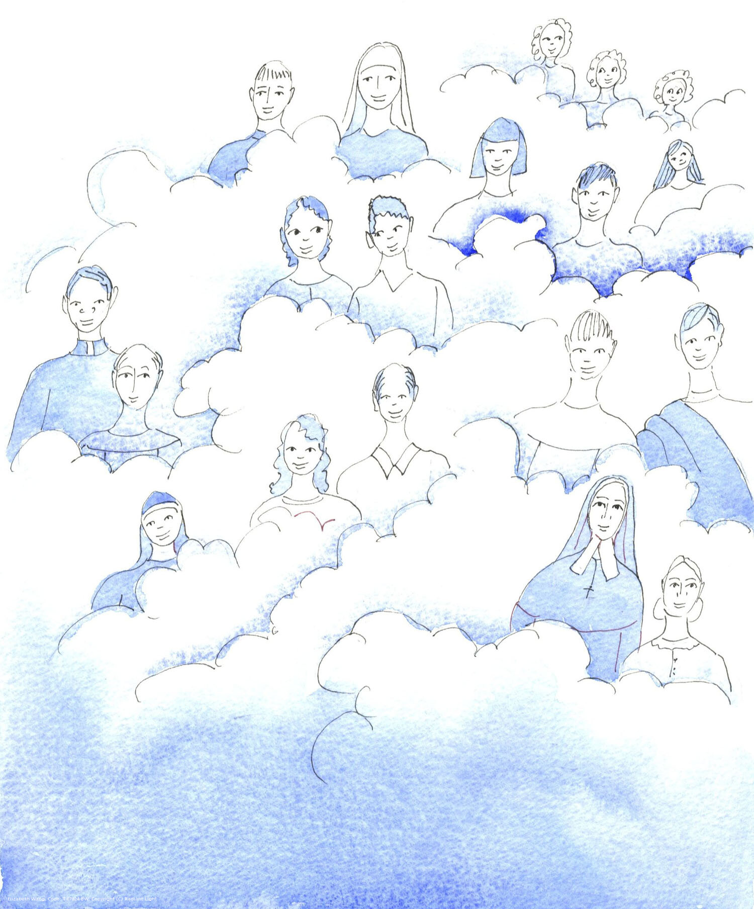 Though we know that the Saints do not sit upon the clouds, as shown in ancient pictures, the truth shown out through those pictures remains the same: that the Saints are with God in Heaven, and that they look upon us with love, and help us by their prayers.