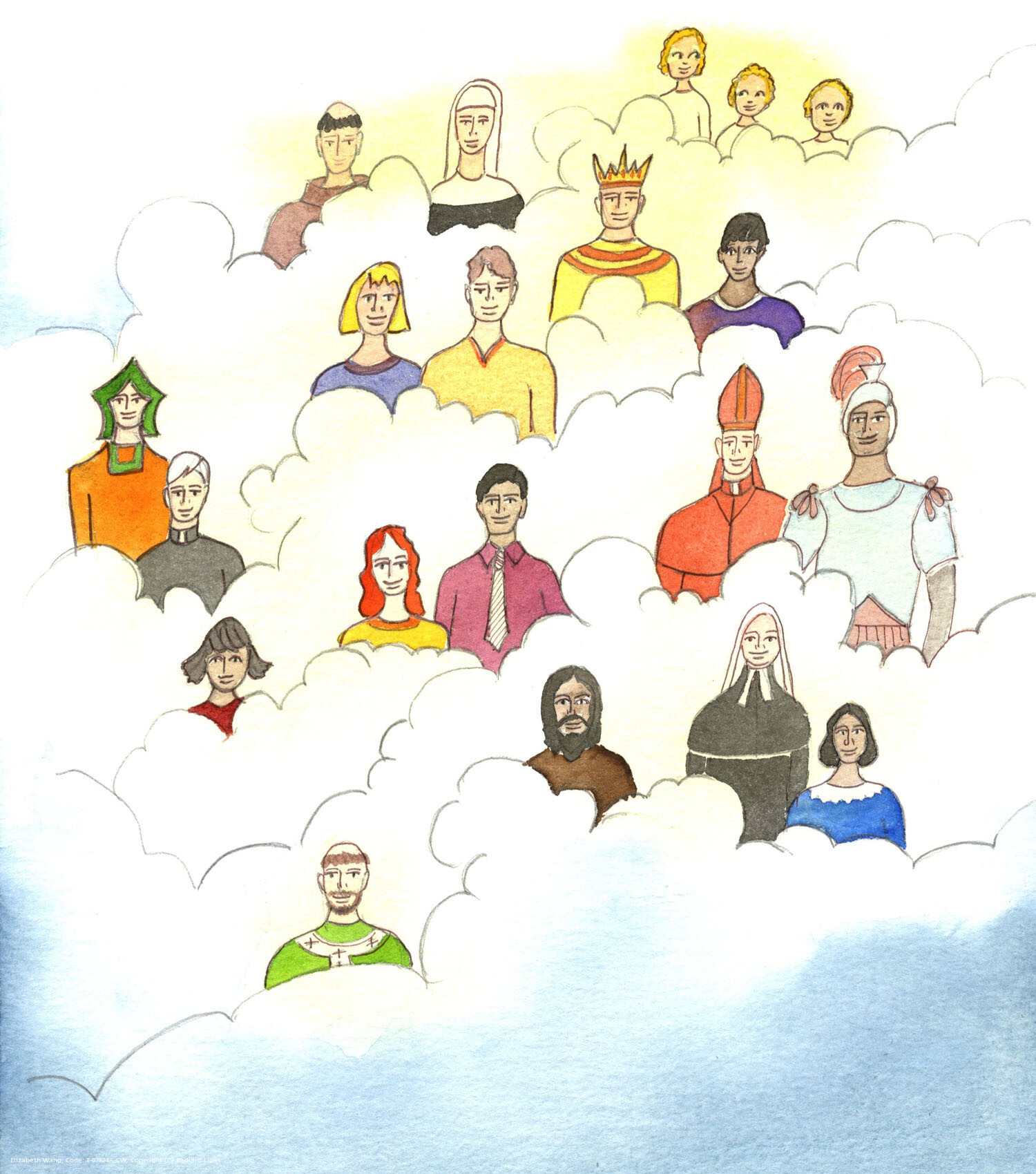 Though we know that the Saints do not sit upon the clouds, as shown in ancient pictures, the truth shown out through those pictures remains the same: that the Saints are with God in Heaven, and that they look upon us with love, and help us by their prayers.