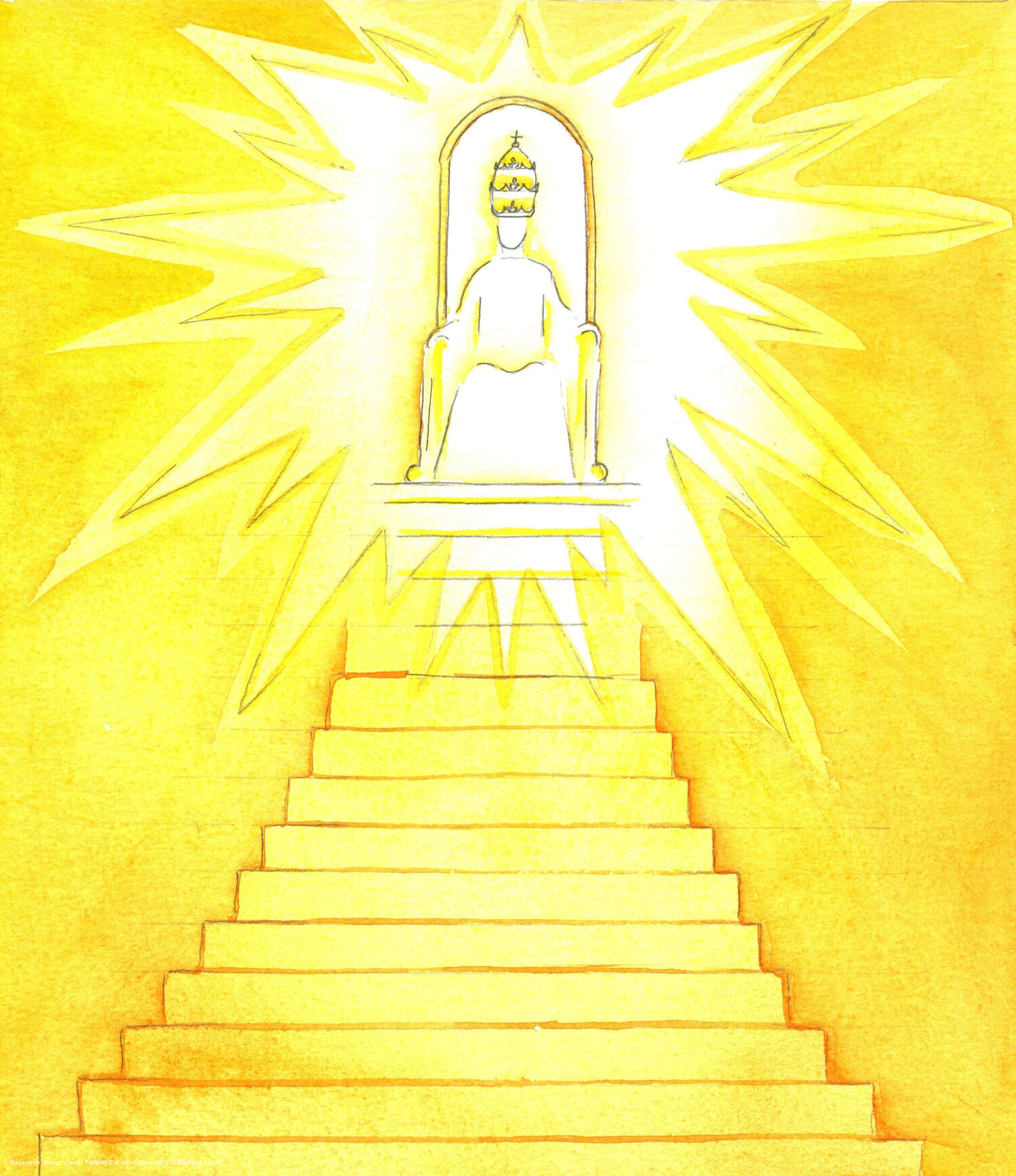 Christ showed me, before Mass began, the glory above the sanctuary, and the steps that led to the Father's throne. He asked me to paint what I saw, and then to complete a huge picture, with Saints and Angels too. Everything that we do at Mass, with and through Christ, is done for the glory of our Heavenly Father.