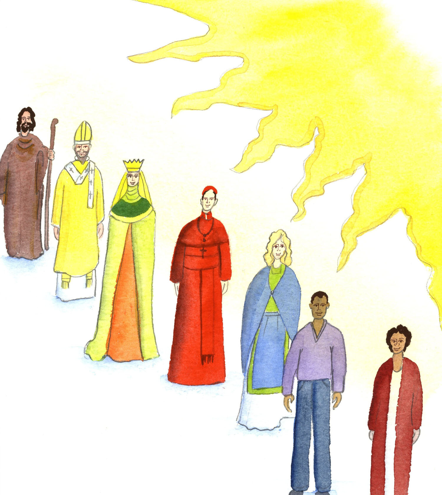 Although the Saints are all different in personal aptitudes, circumstances, physical appearance and skills, they have all been totally committed to Christ's Way of love and sanctity, in a spirit of humility and trust, as each - perhaps after a bad start - has led a chaste life, spoken the truth, and been gentle and forgiving towards enemies.