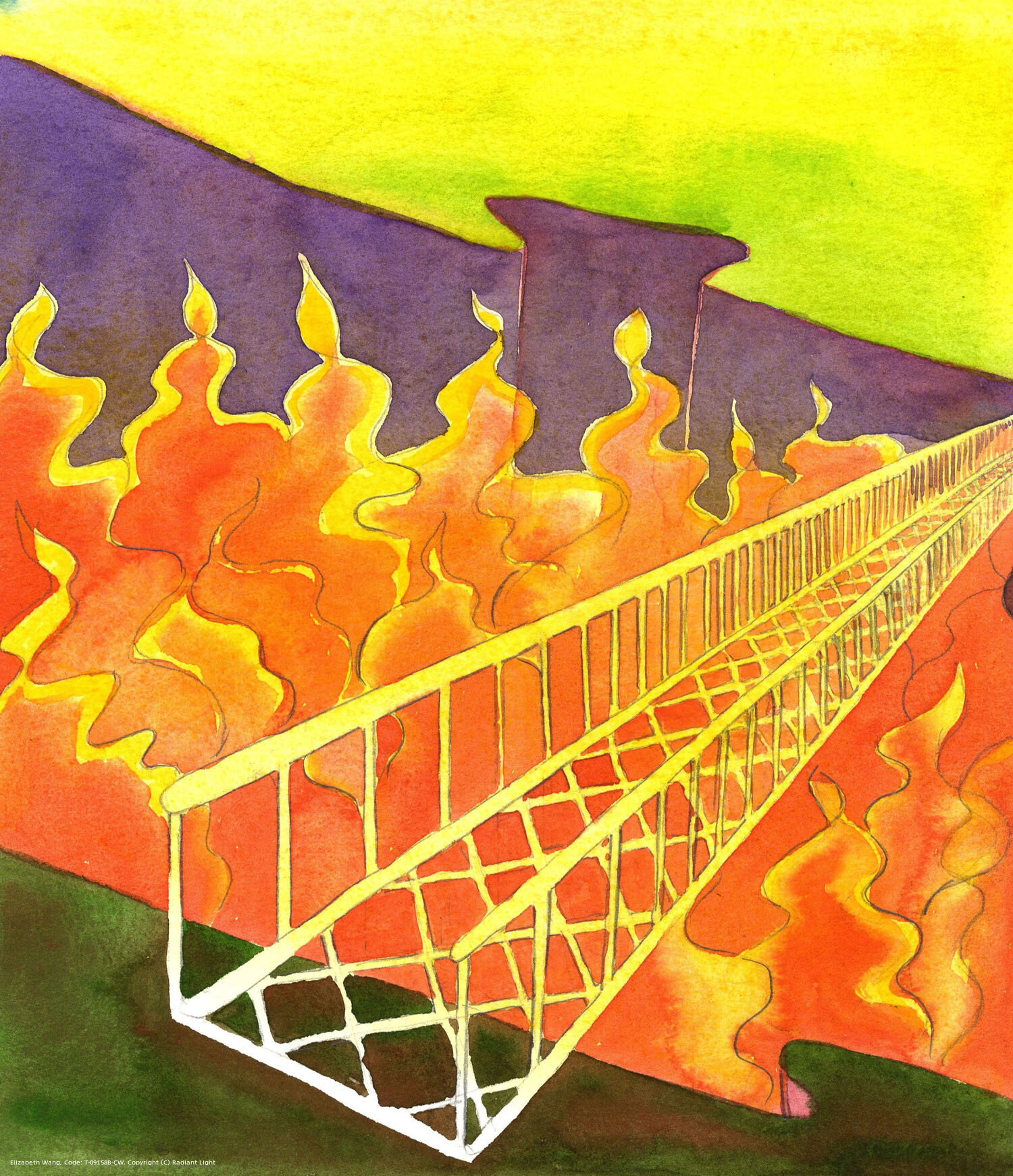 People who have been helped by our intercession can be brought to the edge of the bridge that Christ has constructed for us, which leads to Heaven. The handrails represent the Church, the firm grid beneath our feet, the Commandments. People who ignore warnings rush wherever they please, and fall through the gaps into the flames below.