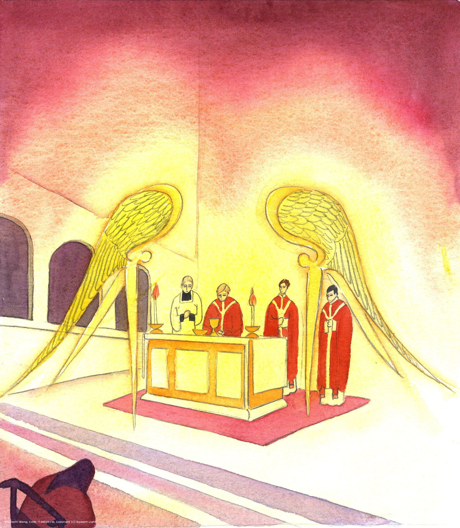 Two holy Angels stood at each side of the altar, during the Mass, in honour of Christ, Who was made Really Present at the Consecration.