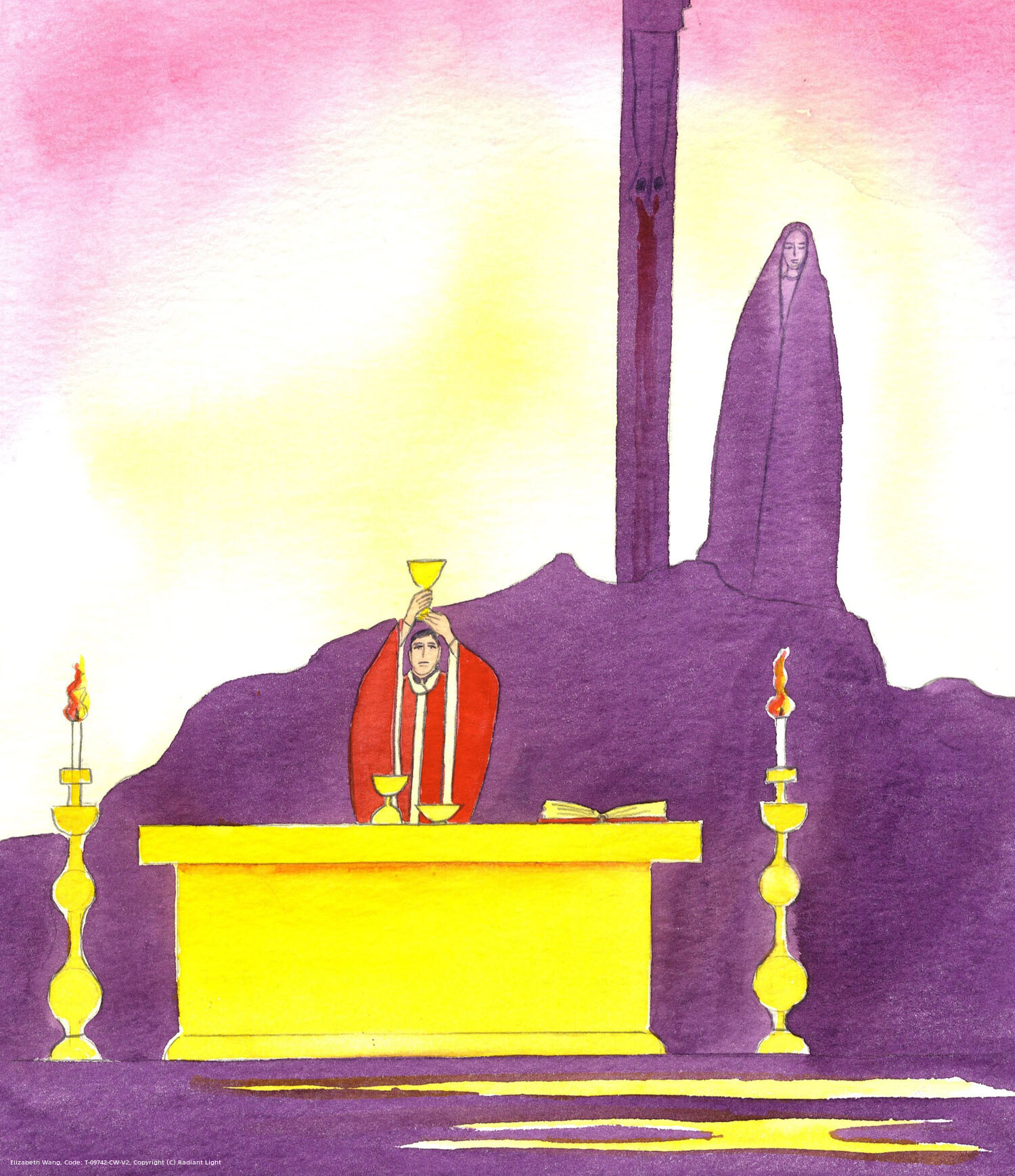 The Precious Blood which is offered from our altar in sacramental form is the Precious Blood of Christ, poured out for us on Calvary, to save us. We, at Mass today, are present to that same Sacrifice: the same Blood and Body, and the same Victim, Christ.