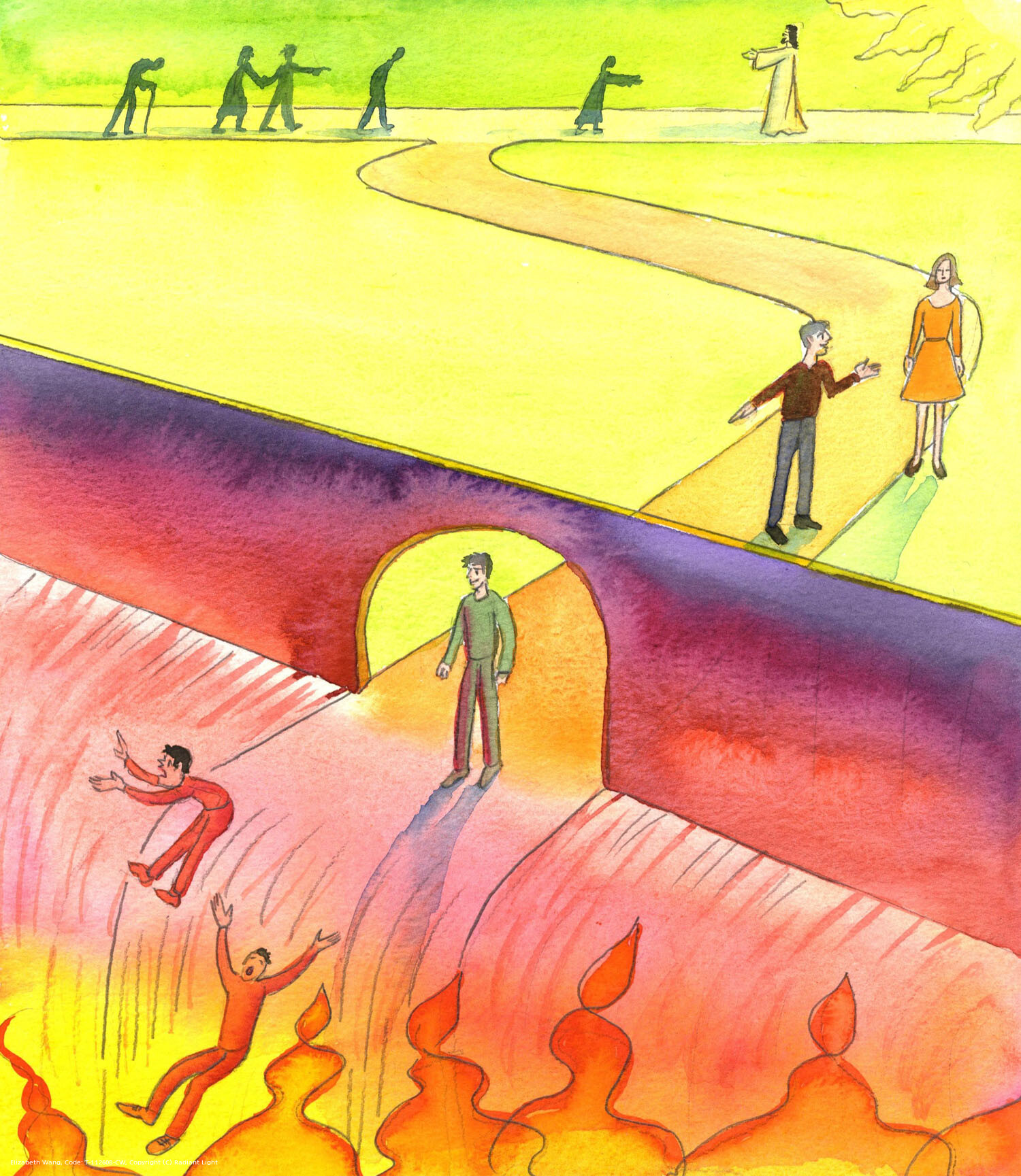 Satan is a liar. Satan clearly disguises temptations, so that sinful behaviour is made to seem attractive and safe, when in reality it is like following a pathway which leads to doom: a path through an attractive entrance, but which soon slopes downwards, to Hell.