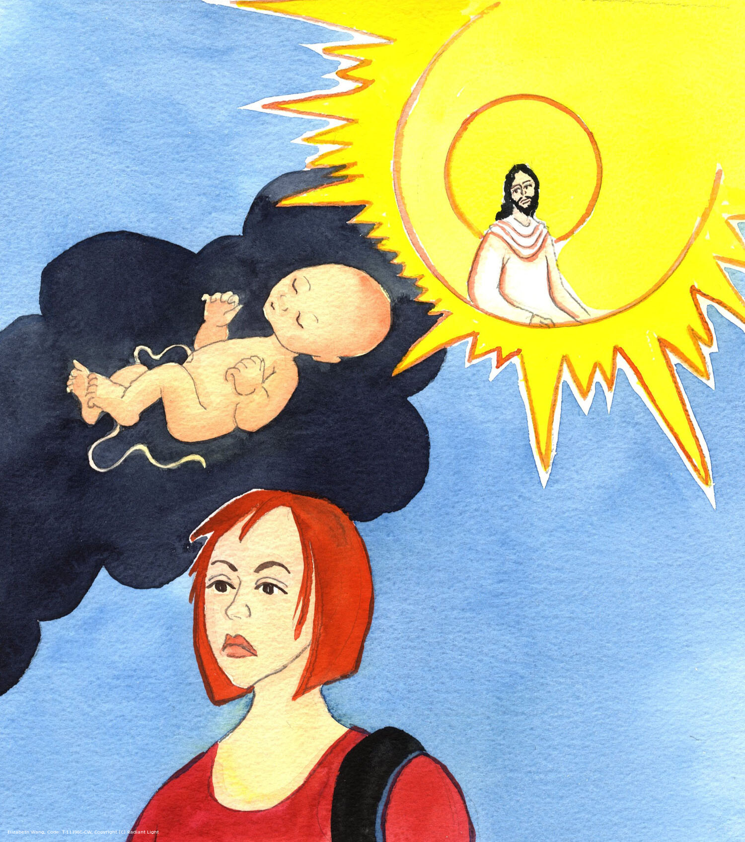 Christ looks down from Heaven upon women who have had abortions. He longs for each one to repent of having allowed the precious little body of her baby to be thrown away like garbage. He knows that through repentance each one can receive forgiveness and peace from Him, and lead a fulfilling life in His love, and service, and in new hope.