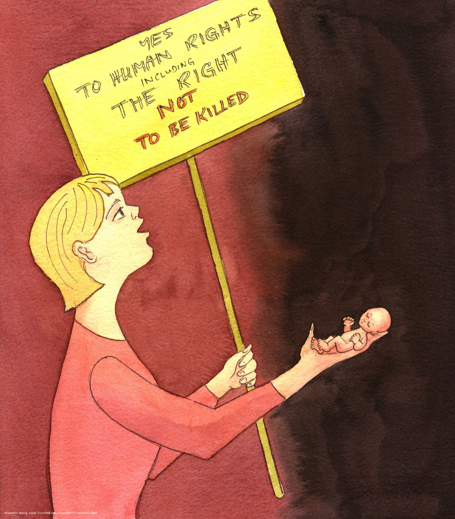 Many women cry out about their human rights, and even their 'right to choose', that is, to choose to destroy a little human being in the womb. No-one has such a right, whereas every little baby, however small, most certainly has the right not to be killed: a right which politicians should be defending.