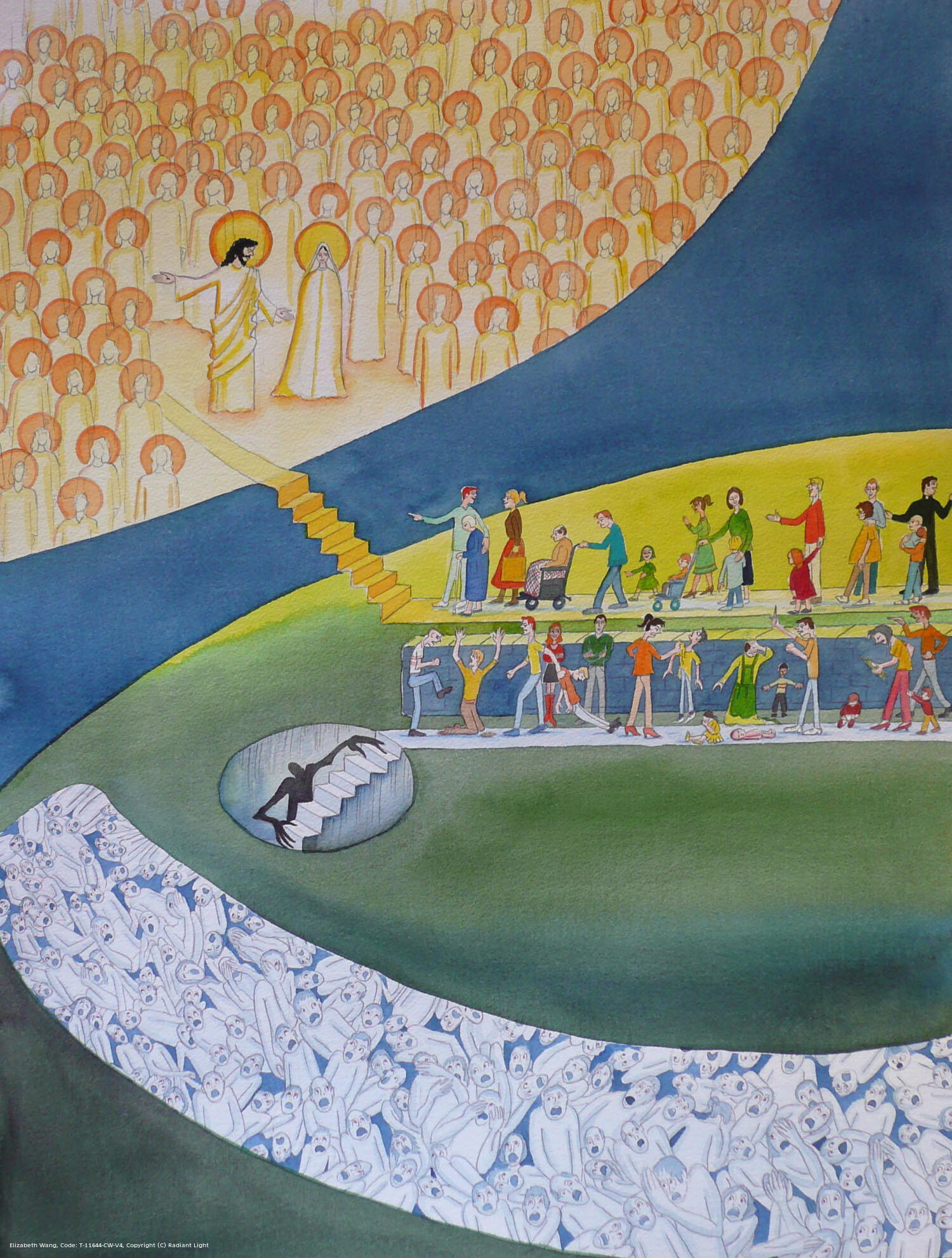 God wants to save us. People who accept Christ's invitation to follow His Way to peace, forgiveness and joy can reach the bliss of Heaven, if they persevere until death, to enjoy the company of the saints at the heart of the Blessed Trinity; however, the caverns of Hell are full of terrified people who have refused the graces of Christ, refused to follow His Way, and instead have found themselves, after death, at the mercy of the demons who have long ago chosen to disobey God. These sinners freely chose to ignore Christ's love, and Christ's warnings.
