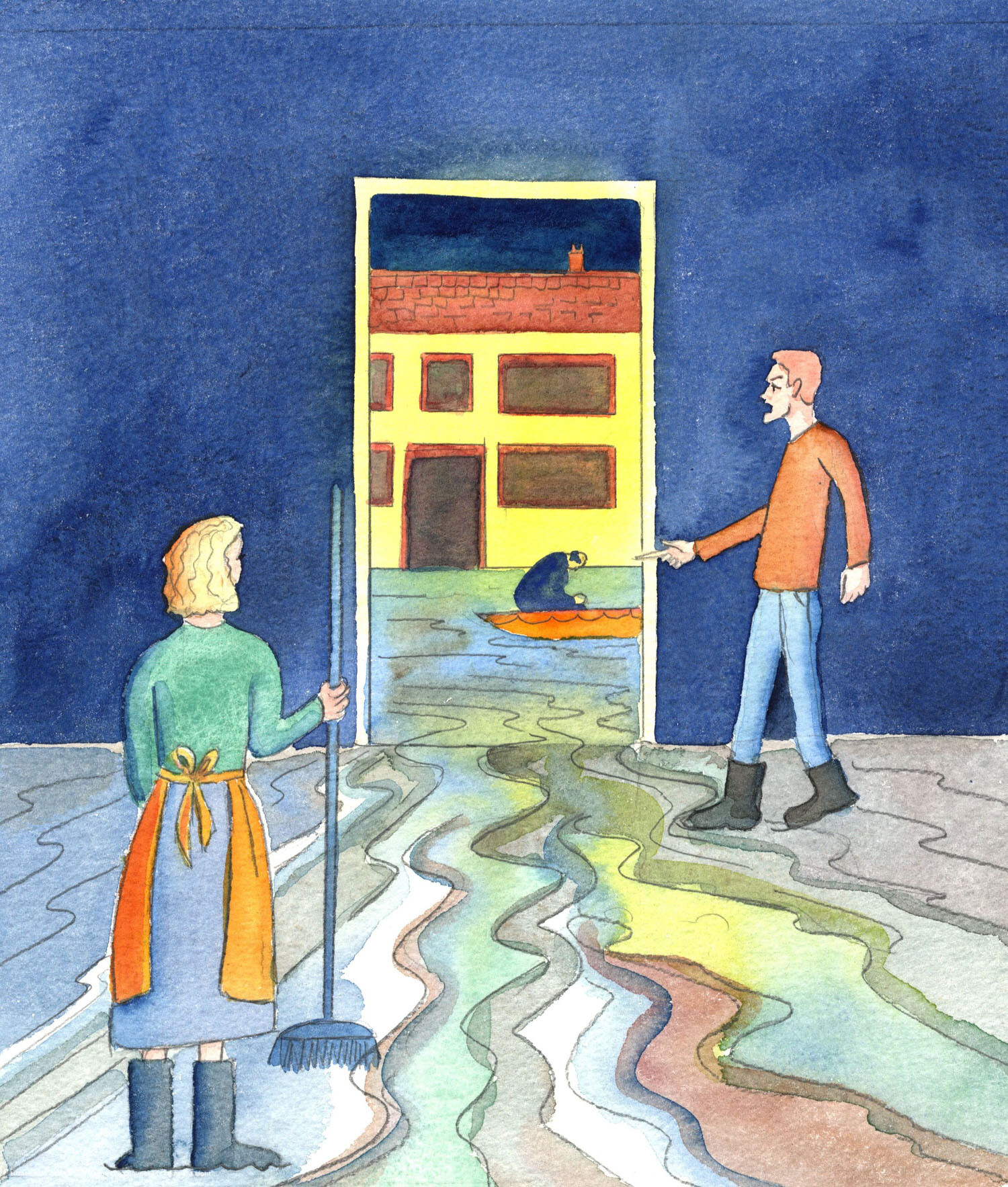 When an angry and uncharitable person pours a torrent of abuse upon an innocent person, the effect upon that soul is as if a torrent of filthy water had surged into a home. It is important to sweep out that flood-water, which is the venomous phrases and insinuations causing distress, or they might stick in the mind, to fester, and cause spiritual sickness or self-pity.