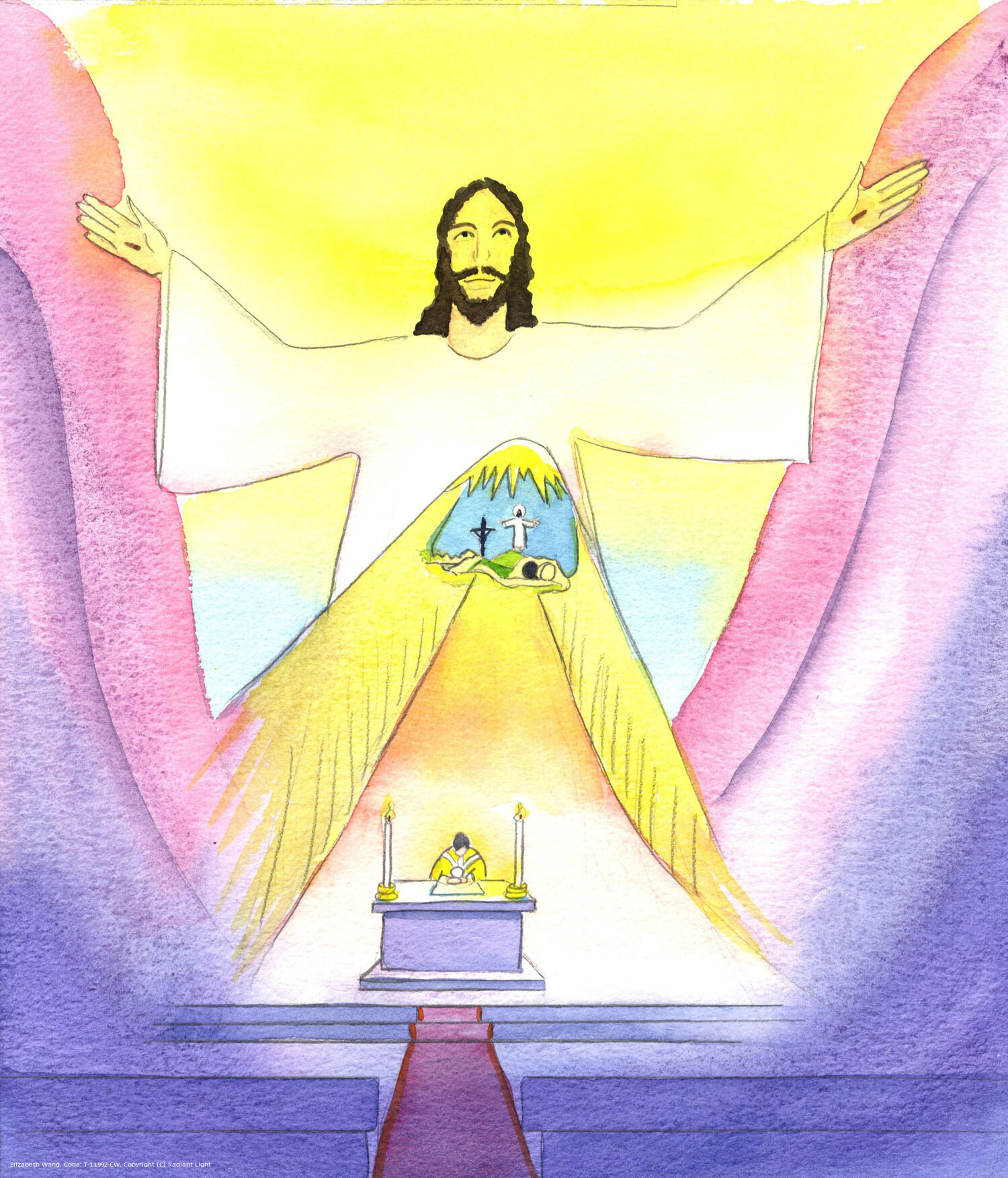 Some people wonder how we can believe that the Mass is a Sacrifice. At every Mass, by Divine power, Jesus Christ is made truly Present, under the appearance of bread and wine. He is God as well as man; and in being with Him now, we are also present to the events of His earthly life which - because He is God - always remain powerful and significant, including His Passion and Death. At Mass, those events are made effective for our salvation, through our union with Christ and His Church.
