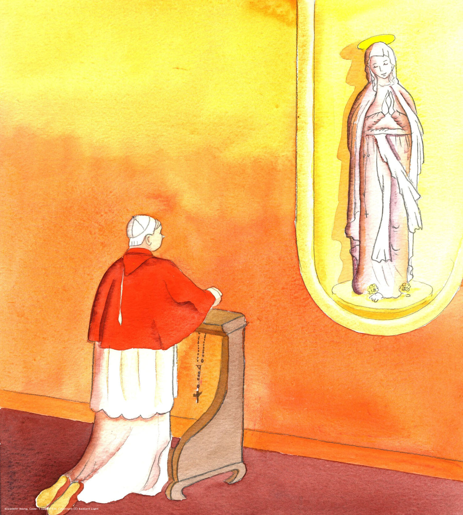 Christ loves and honours His beloved Mother Mary. He wants us to love and honour her, and to give her special honour in and through the Church. He delights in seeing Popes and Bishops set an example in this, by their sincere prayers and other acts of devotion at Marian shrines, and before images of Our Blessed Lady.
