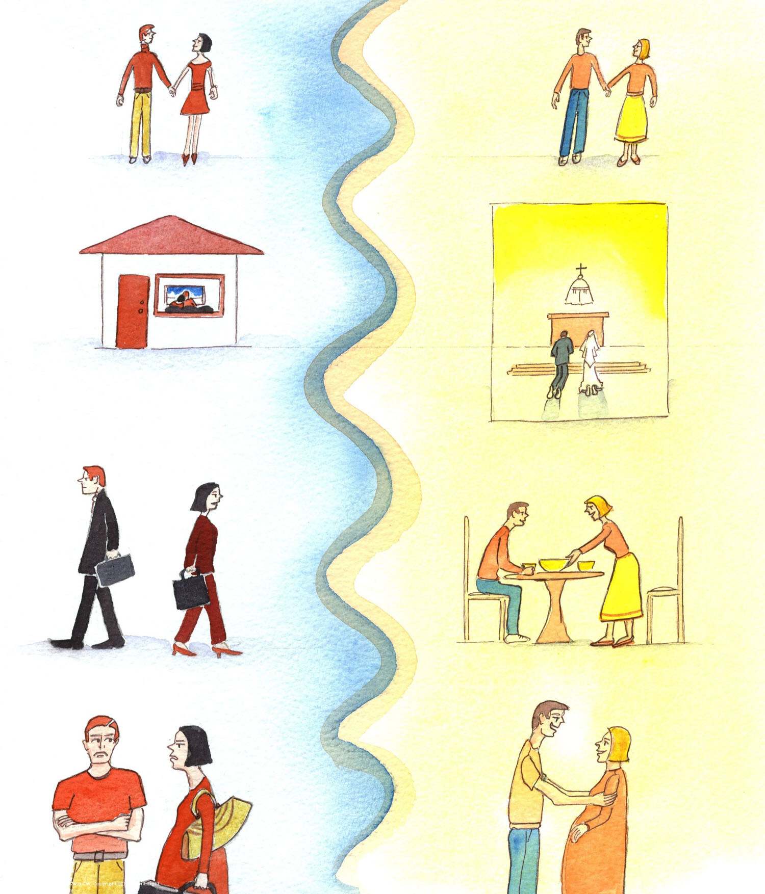 One sin leads so easily to another; for example, when a woman idolises the man she loves, co-habits with him, pursues a career to be a glittering partner to him, rather that have a family, and then finds she is pregnant, she slides more easily into the grave sin of abortion than a woman who has already been prayerful and disciplined for God's sake, in a loving marriage begun in Church: a woman not ashamed to carry our ordinary domestic tasks, and who sees every baby as a gift from God to her and to her husband.