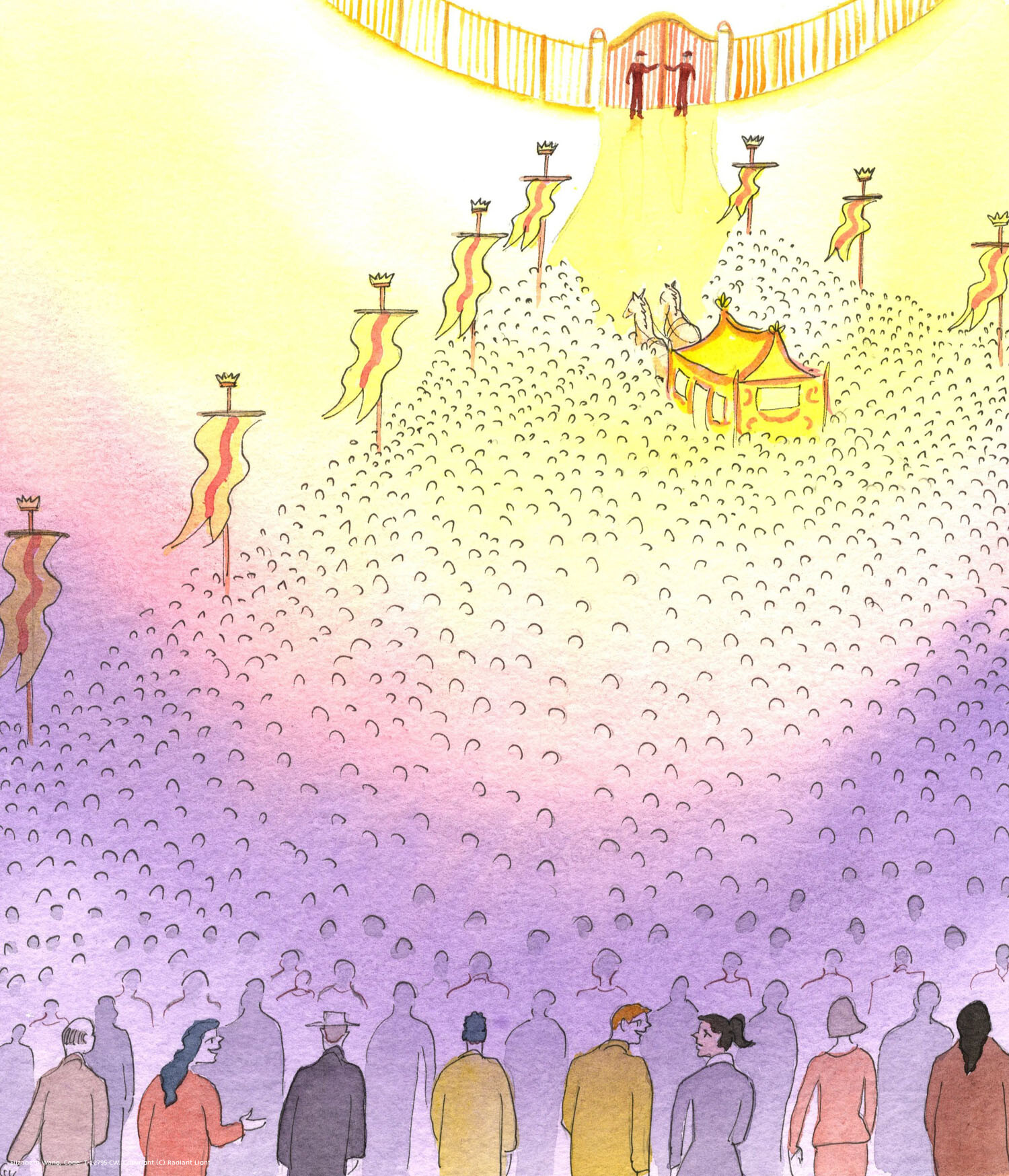 Christ's invitation to us all is like the promise of a King, Who rides in a huge procession, that whoever follows Him to the palace can share His life there, as His friends, but only if they follow now, before the gates shut. It is a tragedy when some people say: "It's not convenient now", or, "It's too good to be true". The gates represent the death of each of us. People who are reluctant to follow the King might leave it too late, and find themselves excluded, which is to be in Hell.