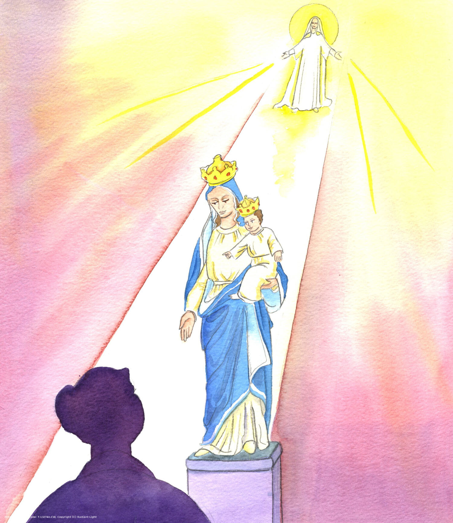 A holy statue is a means blessed by the Church, to help us to focus on a particular holy person in prayer, and a means of propelling our thoughts towards a person who is now in glory, or to a particular topic, such as the Passion of Christ, or another Scriptural event.