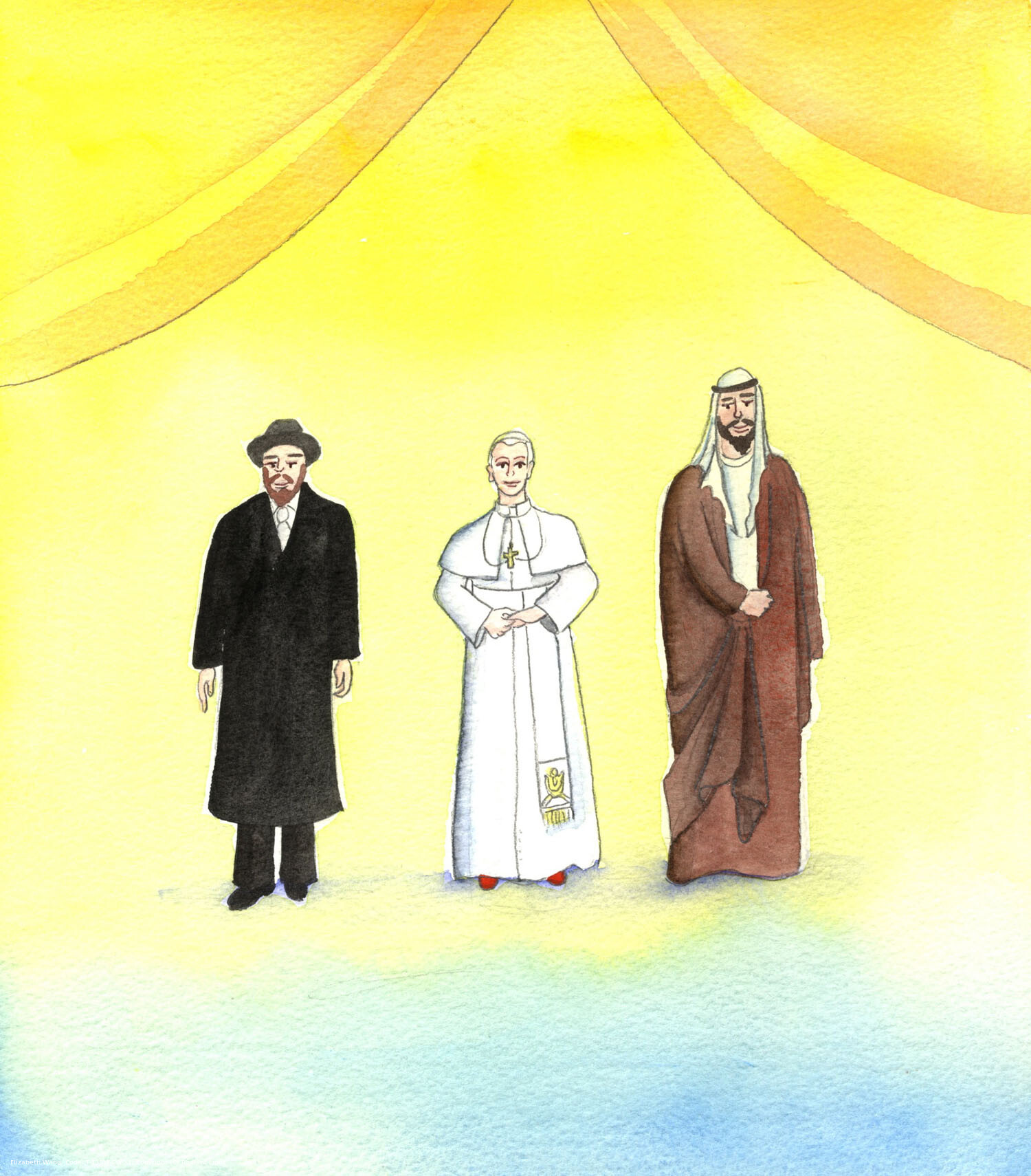 We can look at Pope Benedict, to see a good example of how to relate to people of other religions. He is kind to everyone, and visits other buildings, but does not join in what is called "inter-faith" worship, which is a betrayal of Christian faith and practice, as is plain from the Scriptures and the constant teaching of the Church.