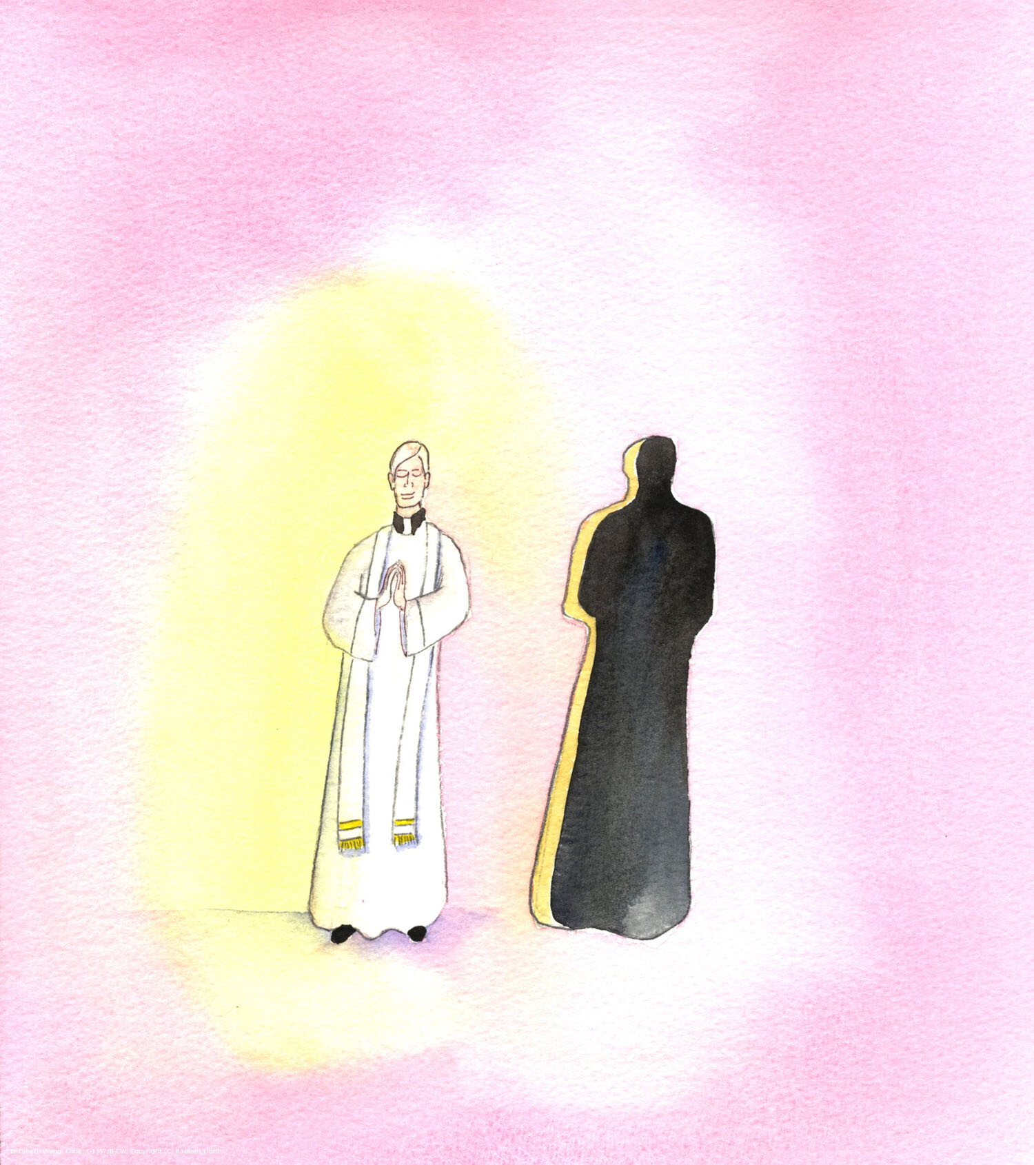The whiteness of an alb represents the purity that a good priest should have; a very sinful priest is like an area of emptiness, from which the Holy Spirit has fled, leaving only darkness. How can sinful priests be helped, or holy priests kept pure? - By the intercession of the faithful, the Mother of God, and all the Saints, who petition God to help the Clergy.