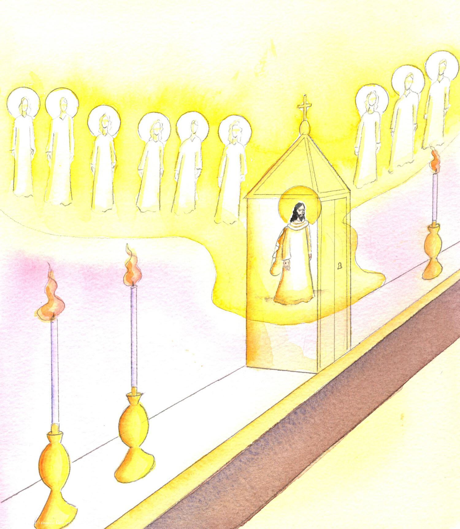 If we find it hard to believe that Jesus is Present in the tabernacle of our church - sacramentally Present - we can picture Heaven as being so vast that it stretches as far as our church, over the place where the tabernacle has been placed. Christ Who is Really Present in Heaven is also Really Present, we can deduce, in the tabernacle.