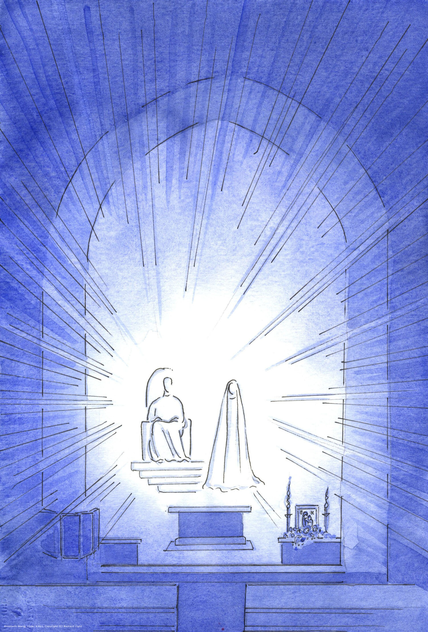 Christ is truly Present in the Blessed Sacrament; and the Virgin Mary prays beside Him